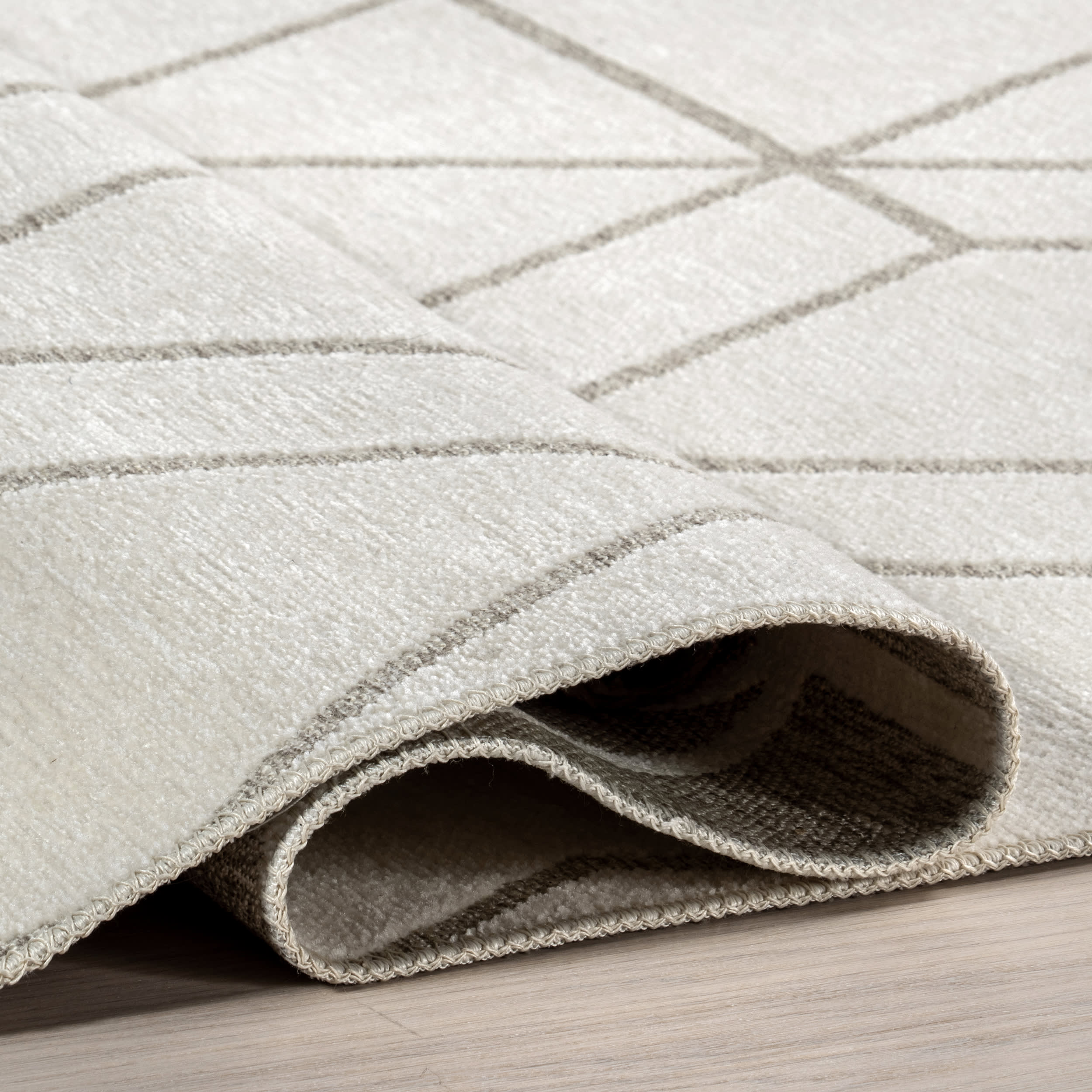 Rochelle Geometric Reversible Washable Rug | Beige - Image 11