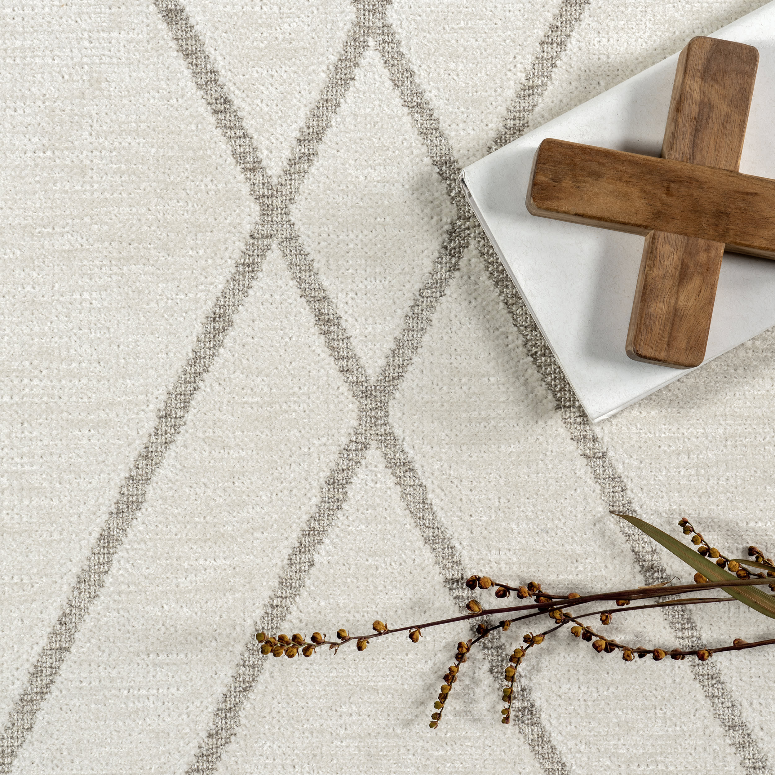 Rochelle Geometric Reversible Washable Rug | Beige - Image 8