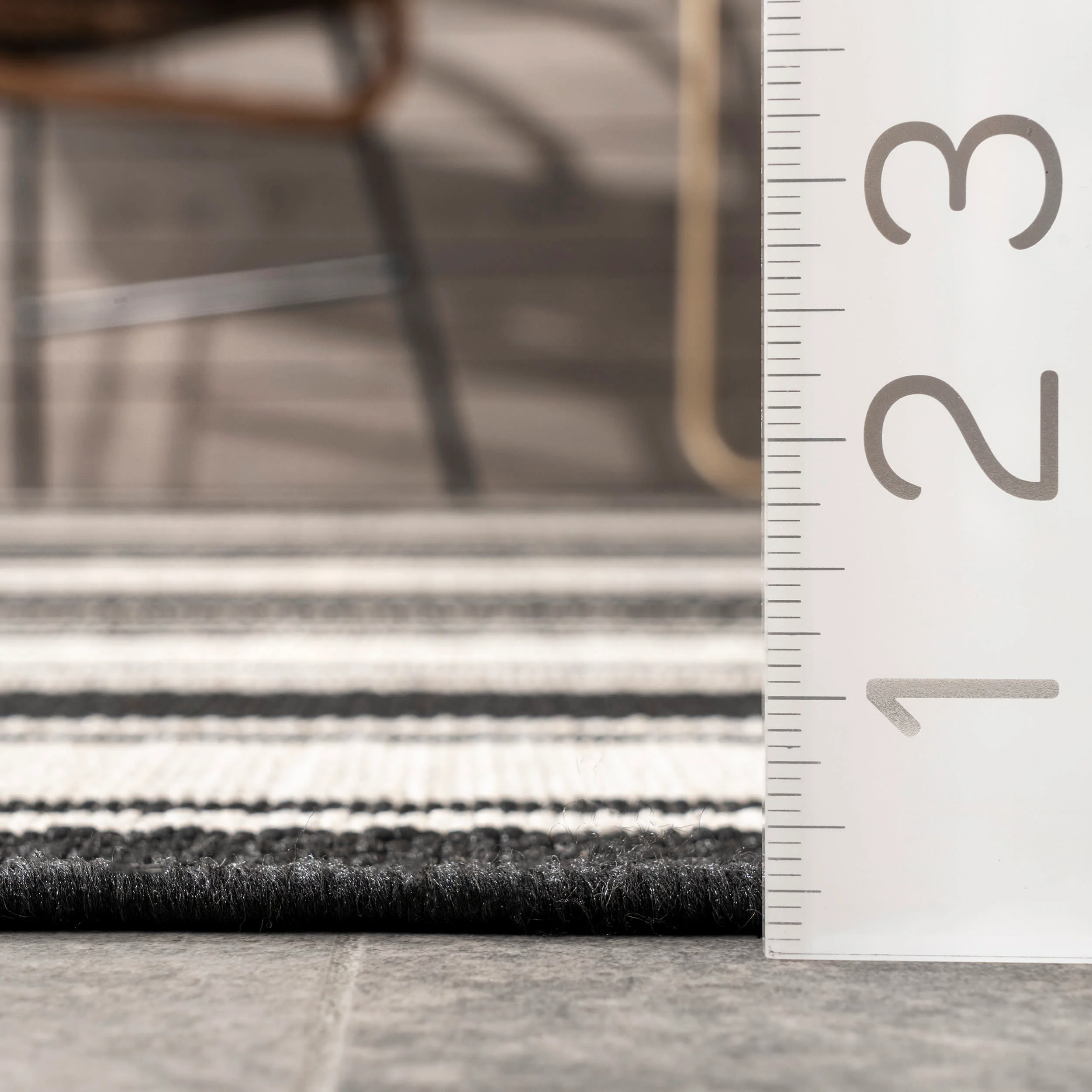 Romy Striped Indoor/Outdoor Rug | Black - Image 4