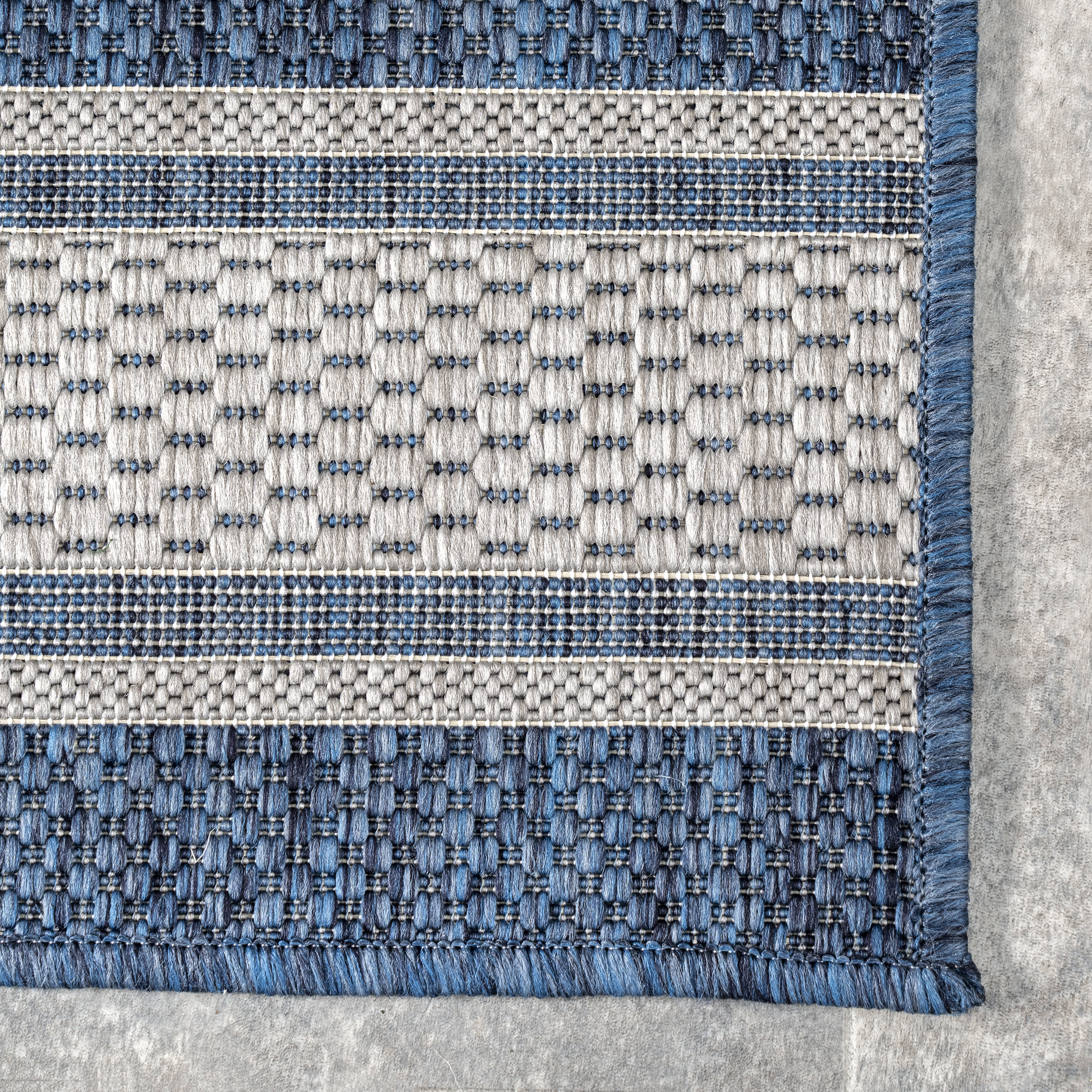 Romy Striped Indoor/Outdoor Rug | Blue - Image 3