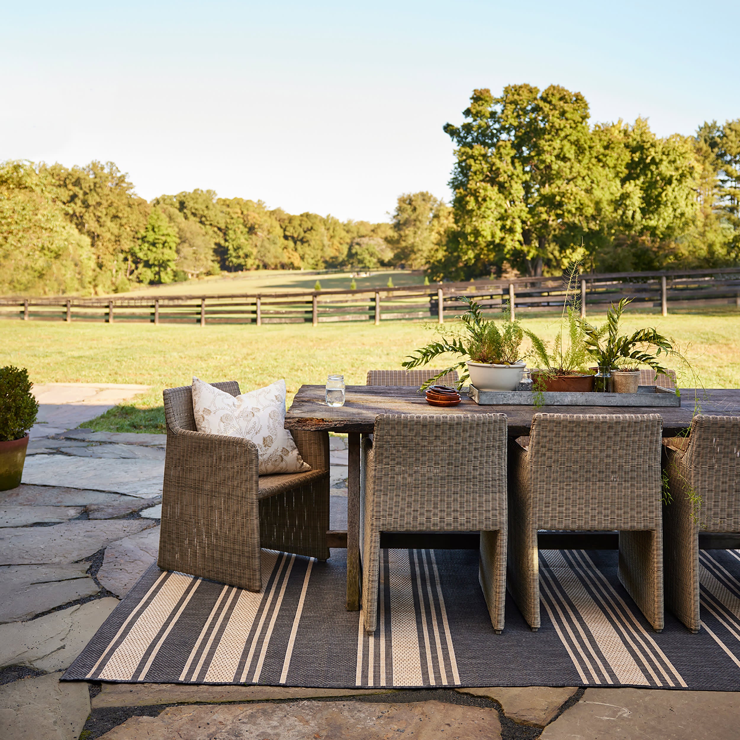 Romy Striped Indoor/Outdoor Rug | Charcoal - Image 2