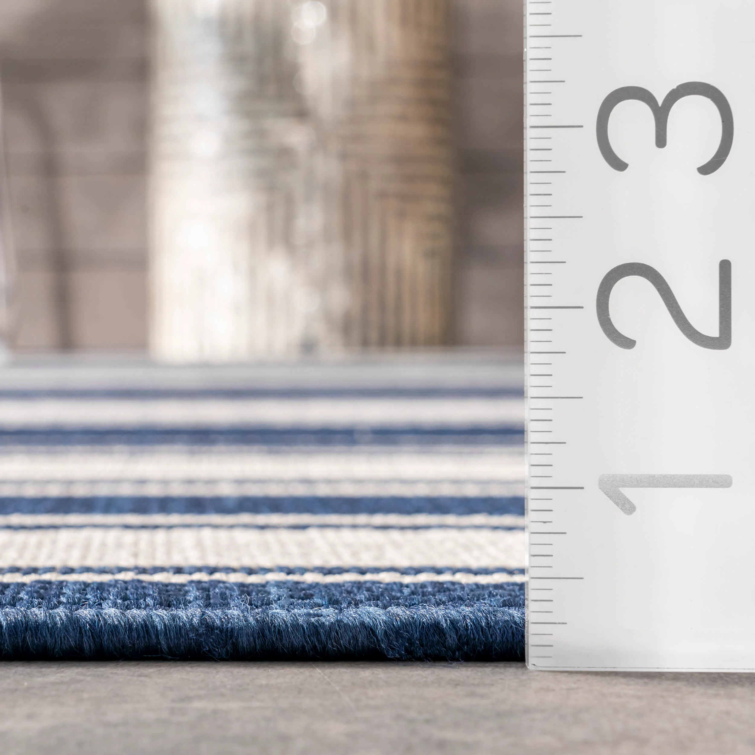 Romy Striped Indoor/Outdoor Rug | Navy - Image 4