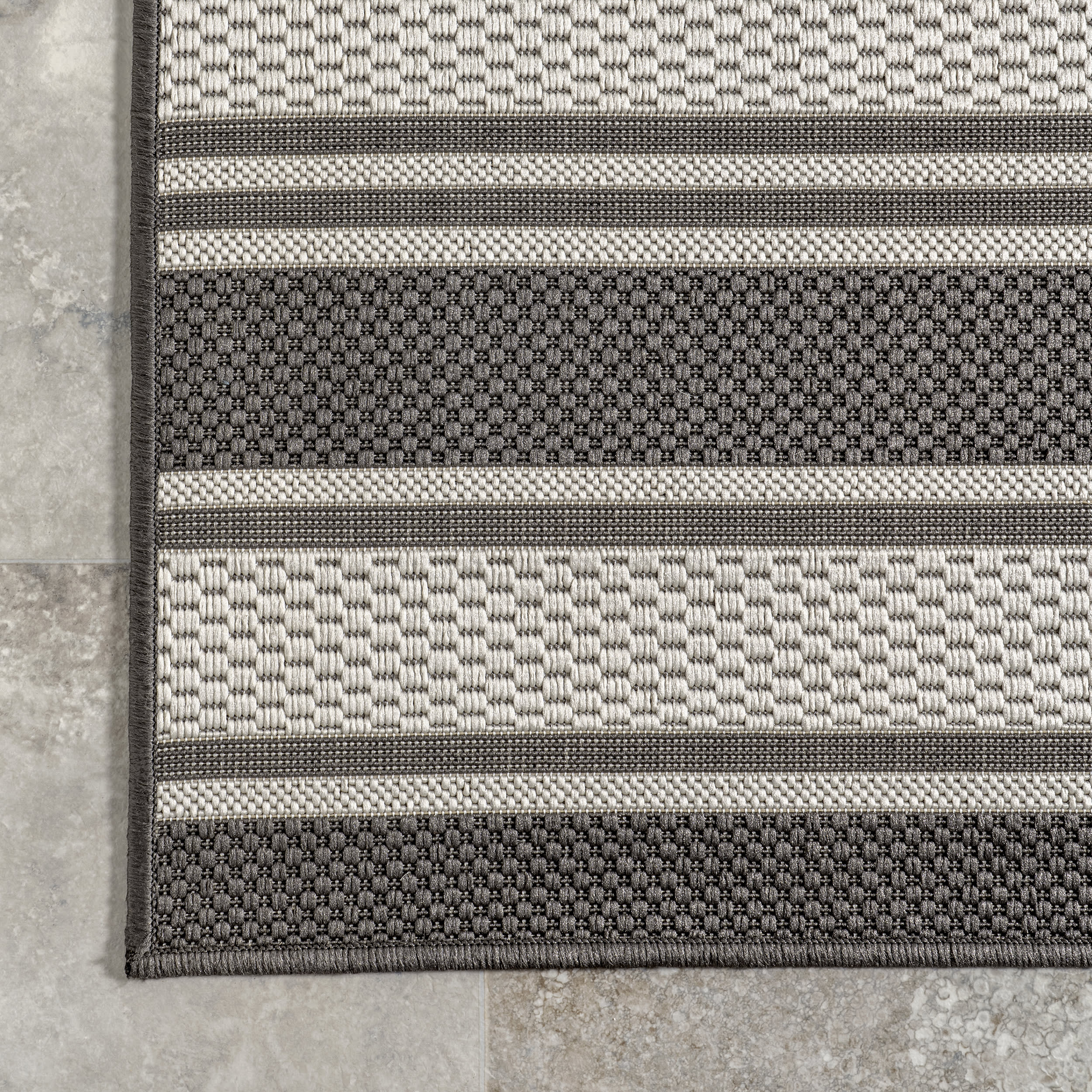 Romy Striped Indoor/Outdoor Rug | Slate - Image 3