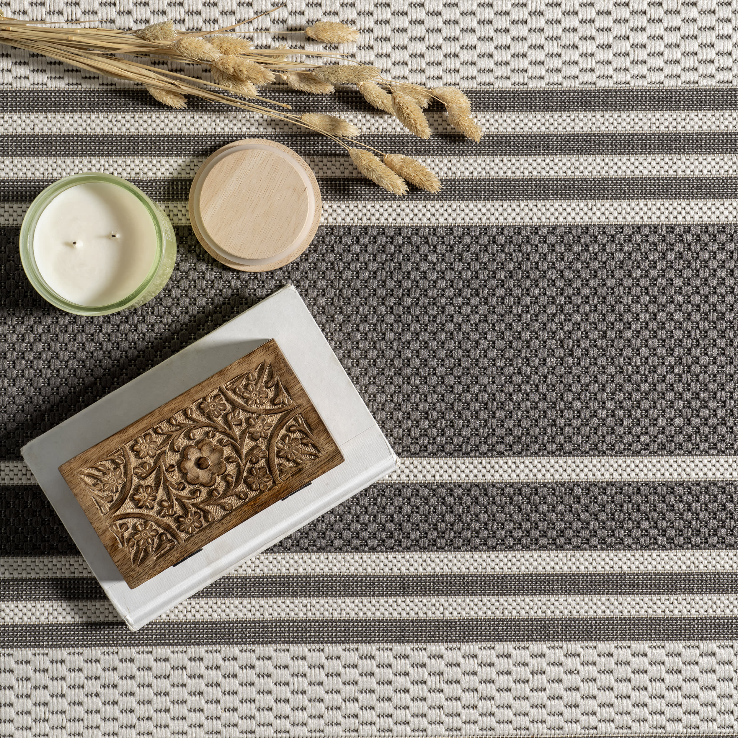 Romy Striped Indoor/Outdoor Rug | Slate - Image 6