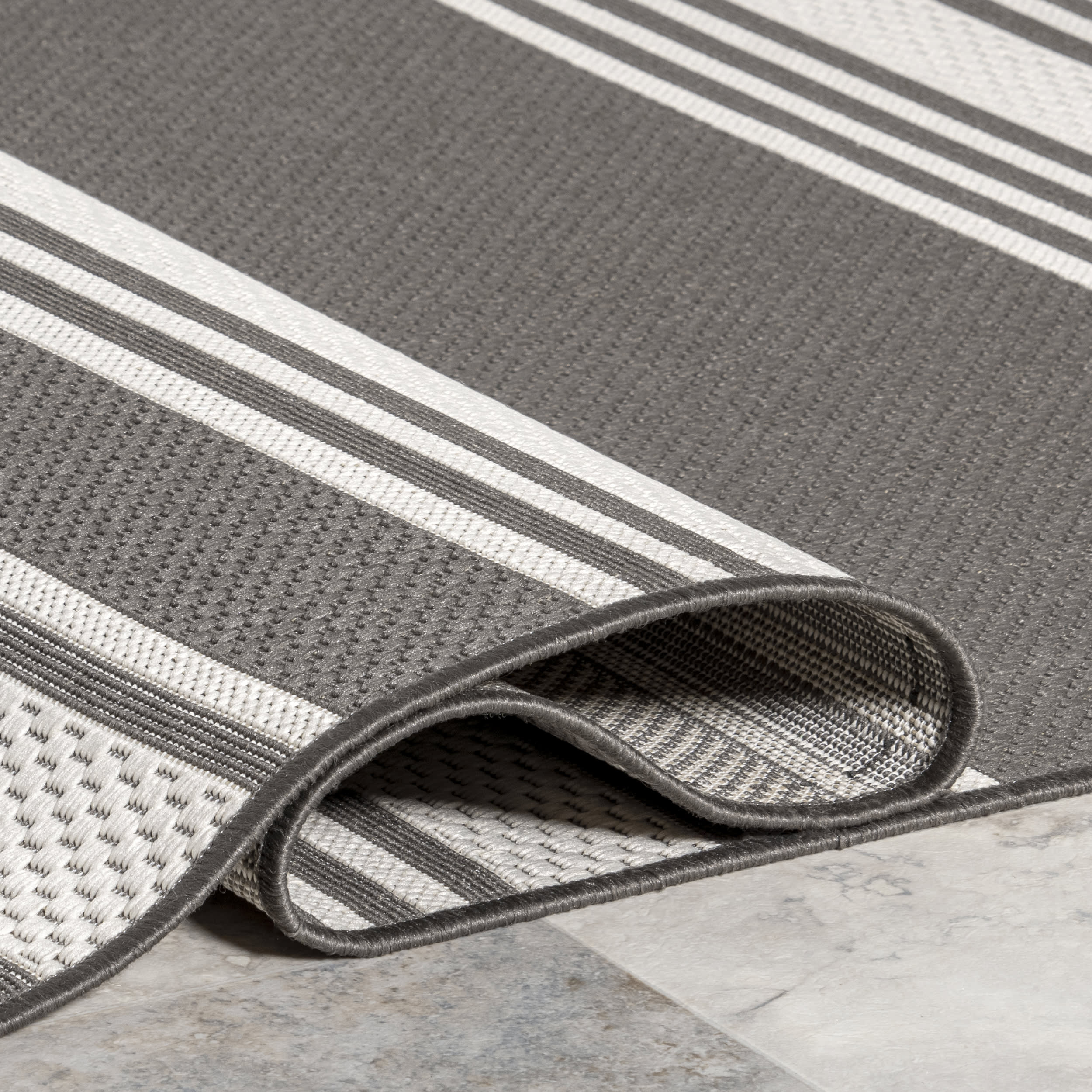 Romy Striped Indoor/Outdoor Rug | Slate - Image 7