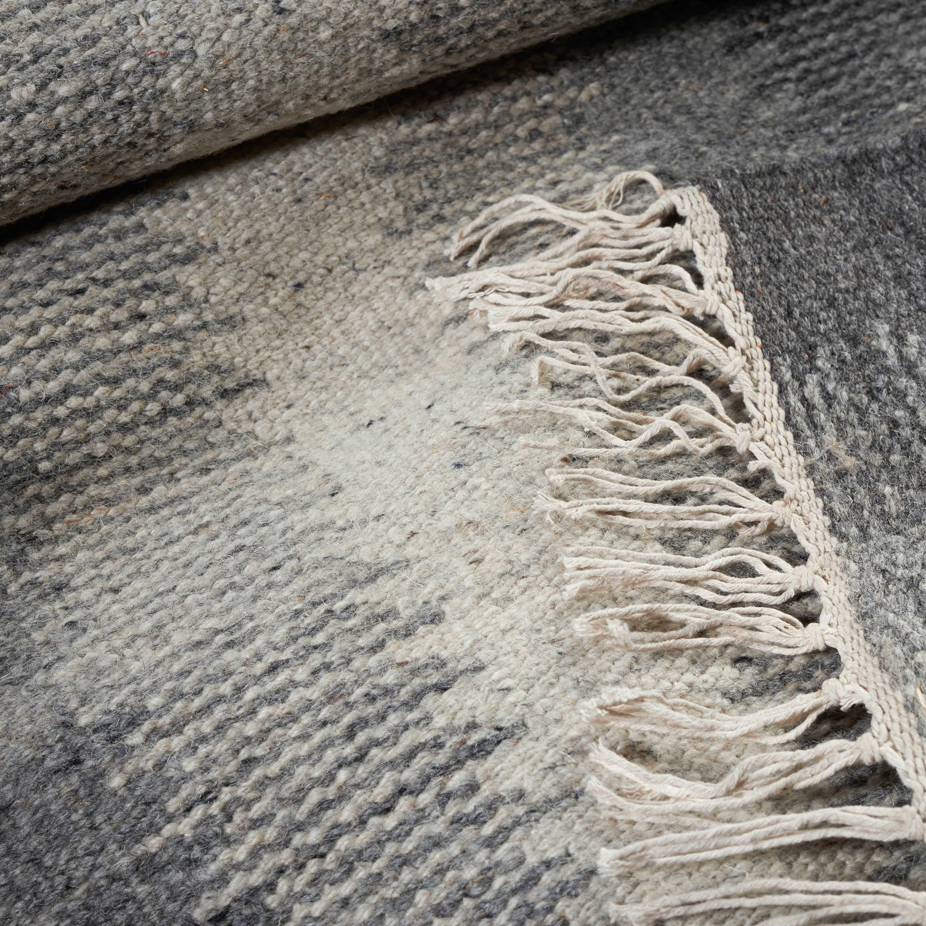 Ronan Ikat Handwoven Wool Rug | Grey - Image 3