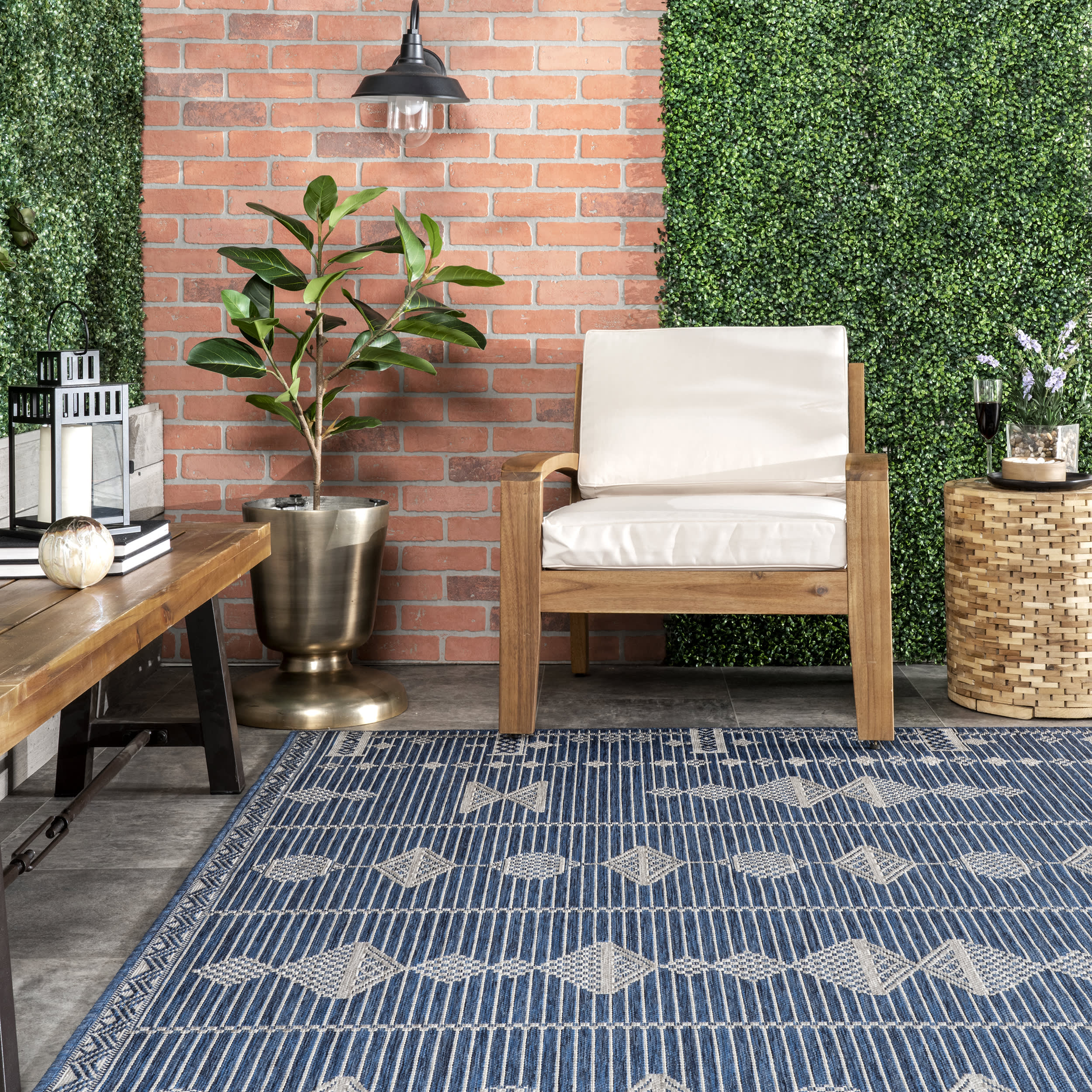 Rosalia Paneled Indoor/Outdoor Rug | Blue - Image 4