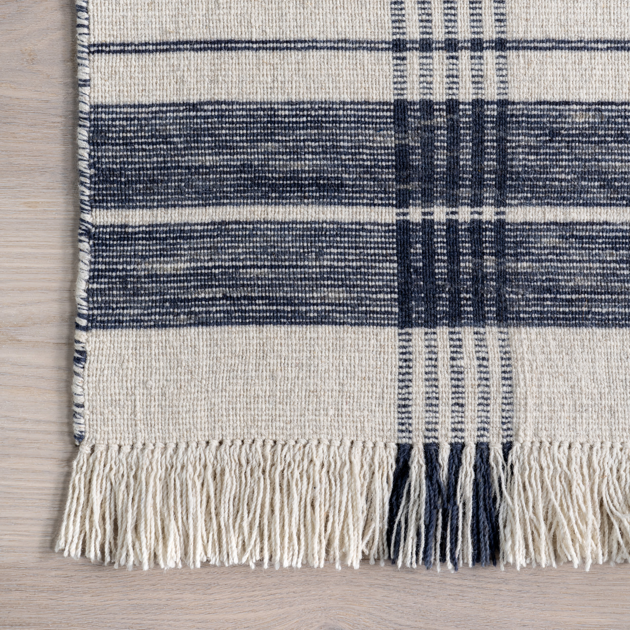Rosalina Plaid Fringed Rug | Ivory - Image 3