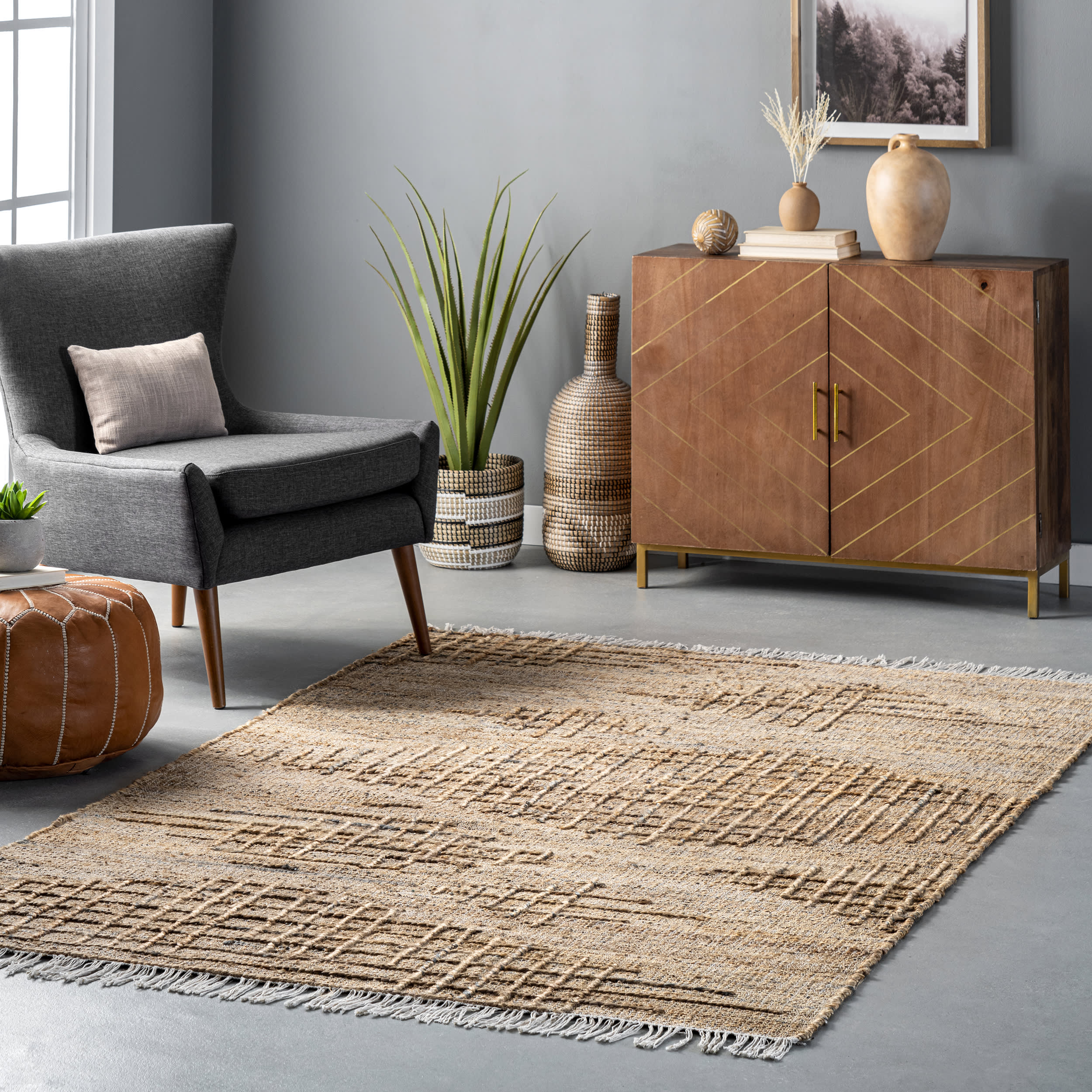 Rosanna Jute Crosshatch Rug | Natural - Image 2