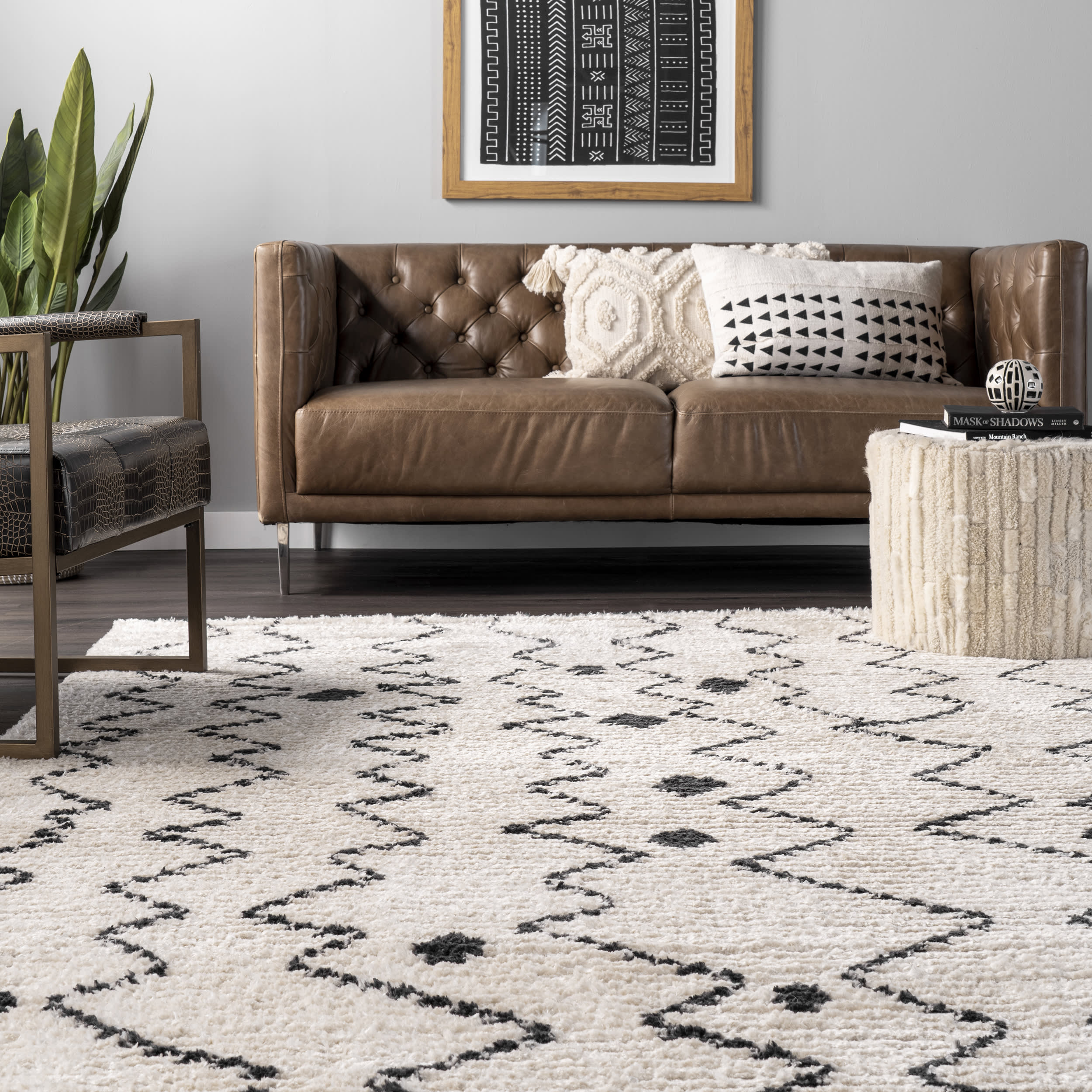 Rose Moroccan Tasseled Rug | Beige - Image 4