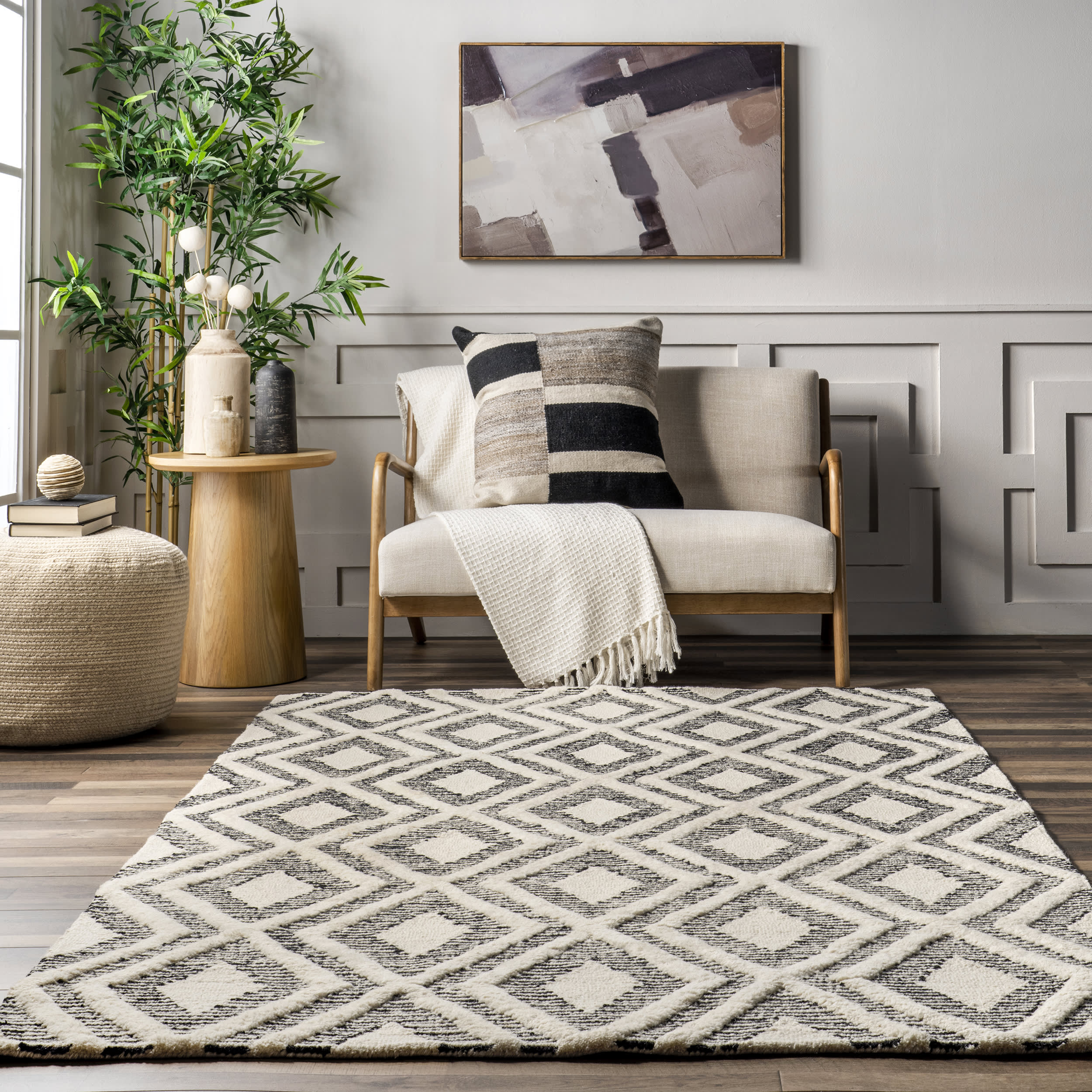 Roselle Lifted Trellis Rug | Grey - Image 4