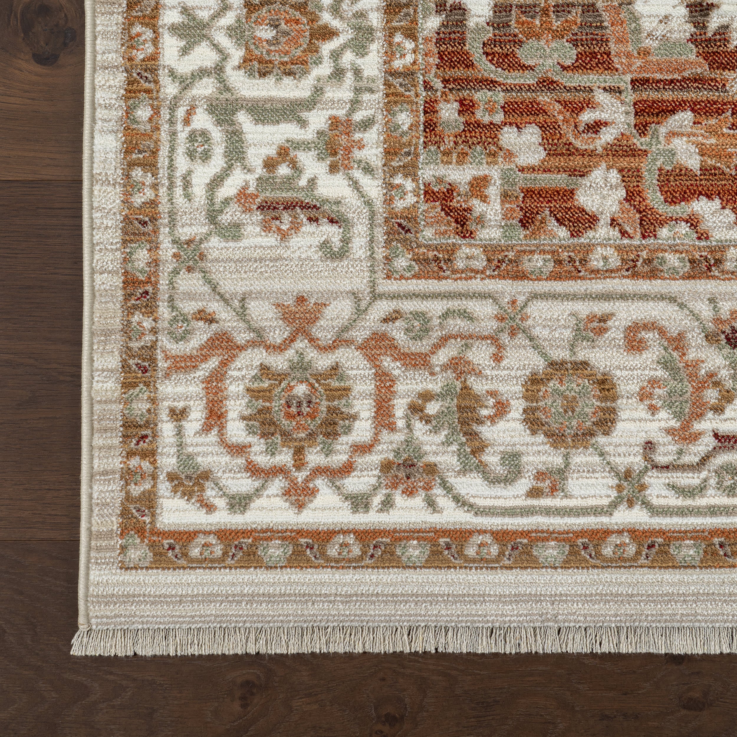 Rosette Medallion Fringed Rug | Brown - Image 4