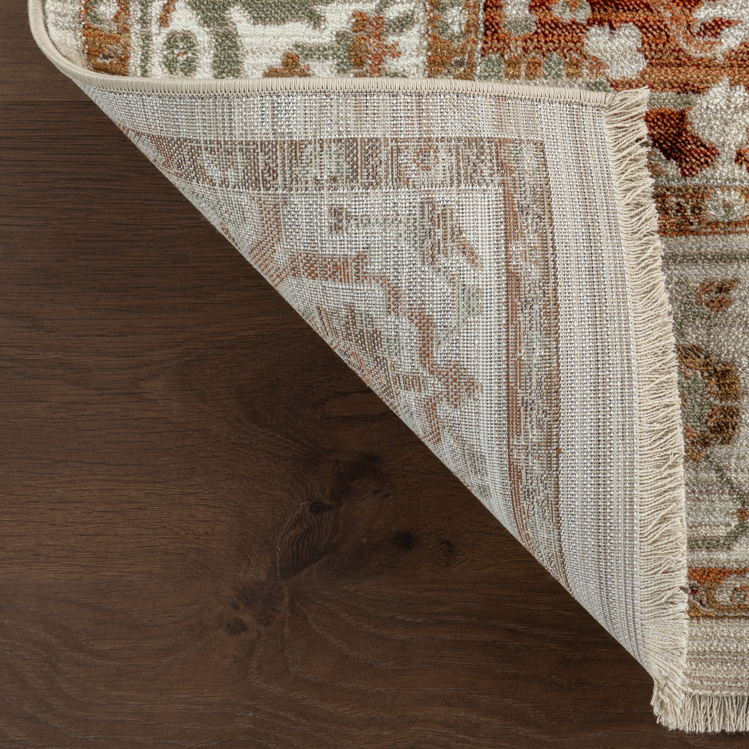 Rosette Medallion Fringed Rug | Brown - Image 7
