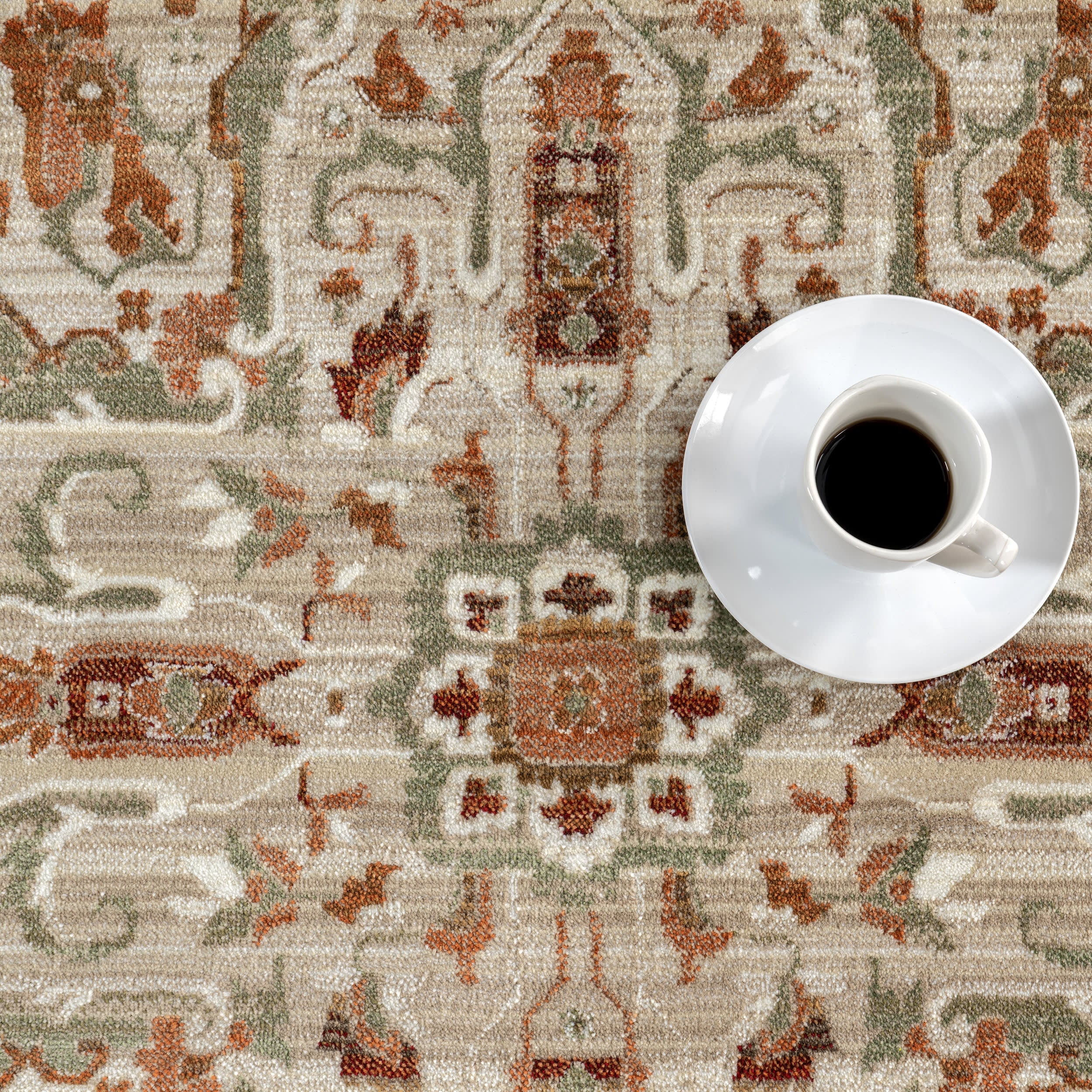 Rosette Medallion Fringed Rug | Brown - Image 8