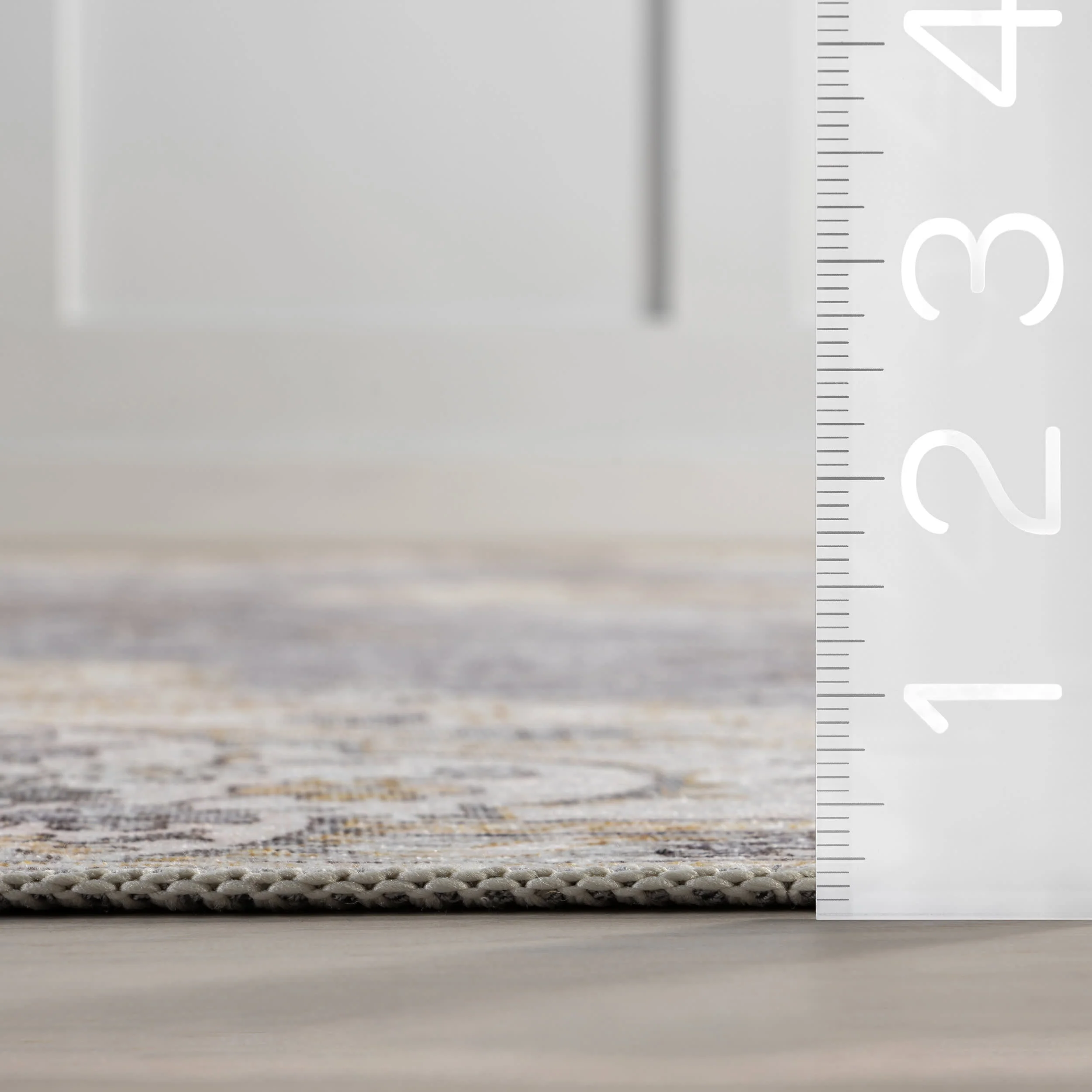 Rosette Medallion Spill Proof Washable Rug | Light Grey - Image 6