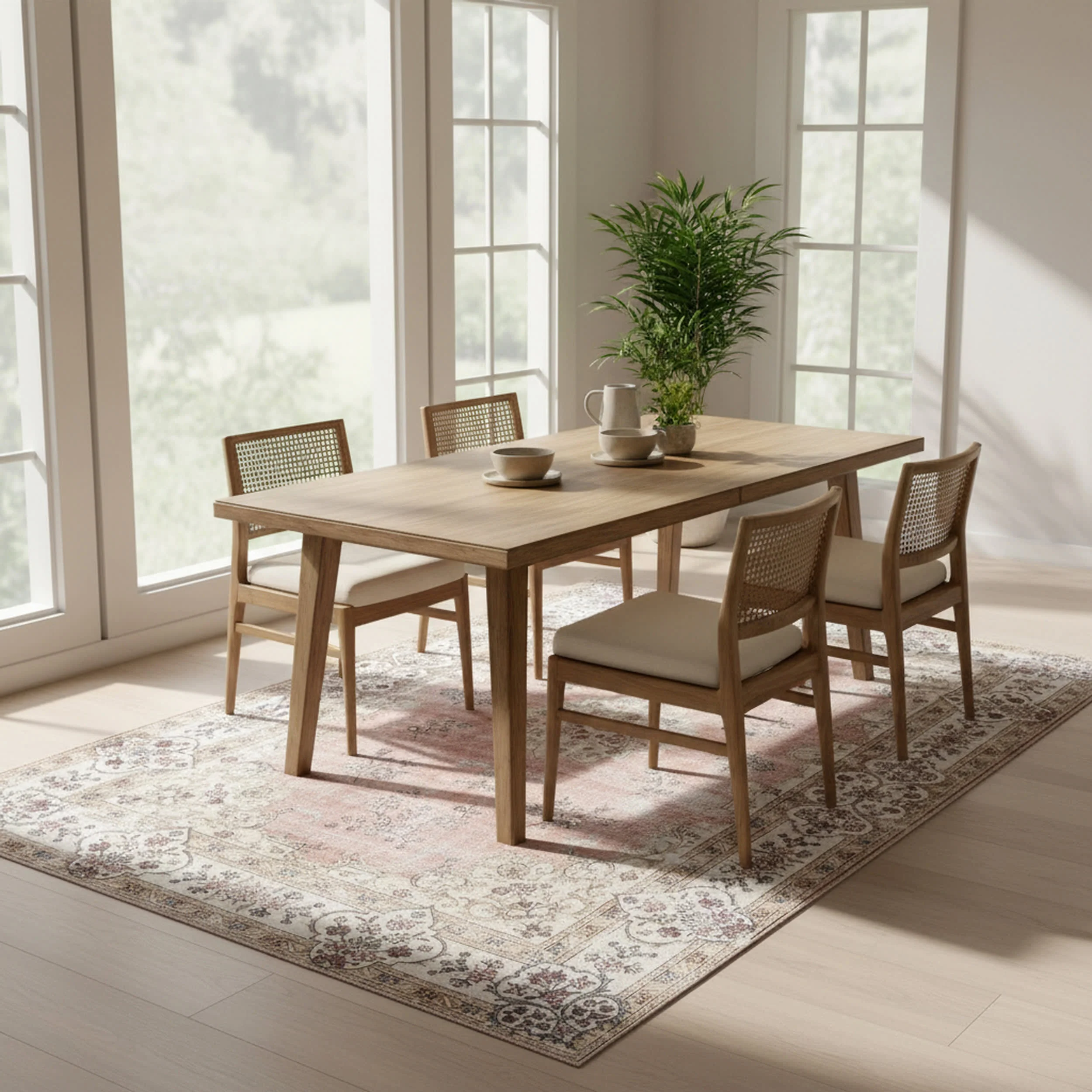 Rosette Medallion Spill Proof Washable Rug | Peach - Image 6