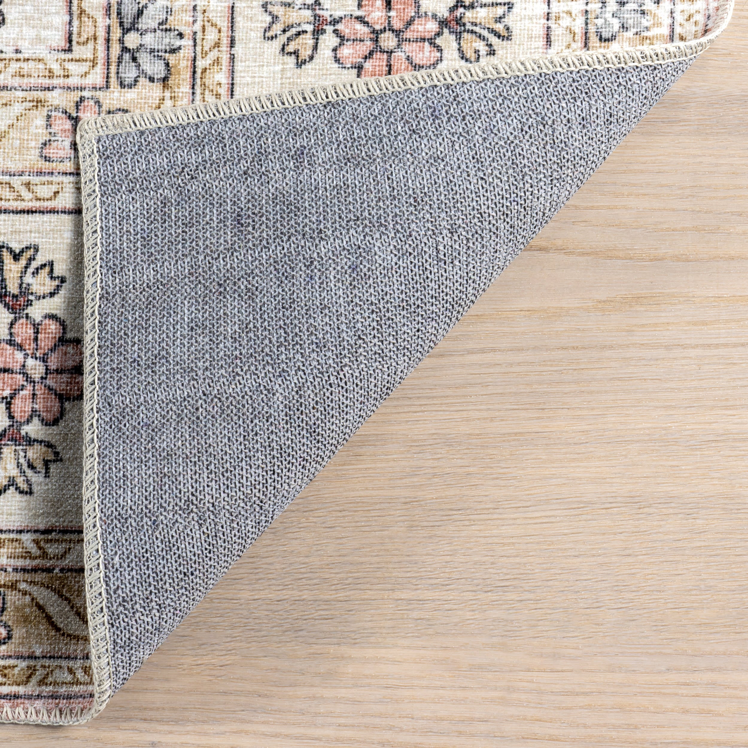 Rosette Medallion Spill Proof Washable Rug | Peach - Image 7