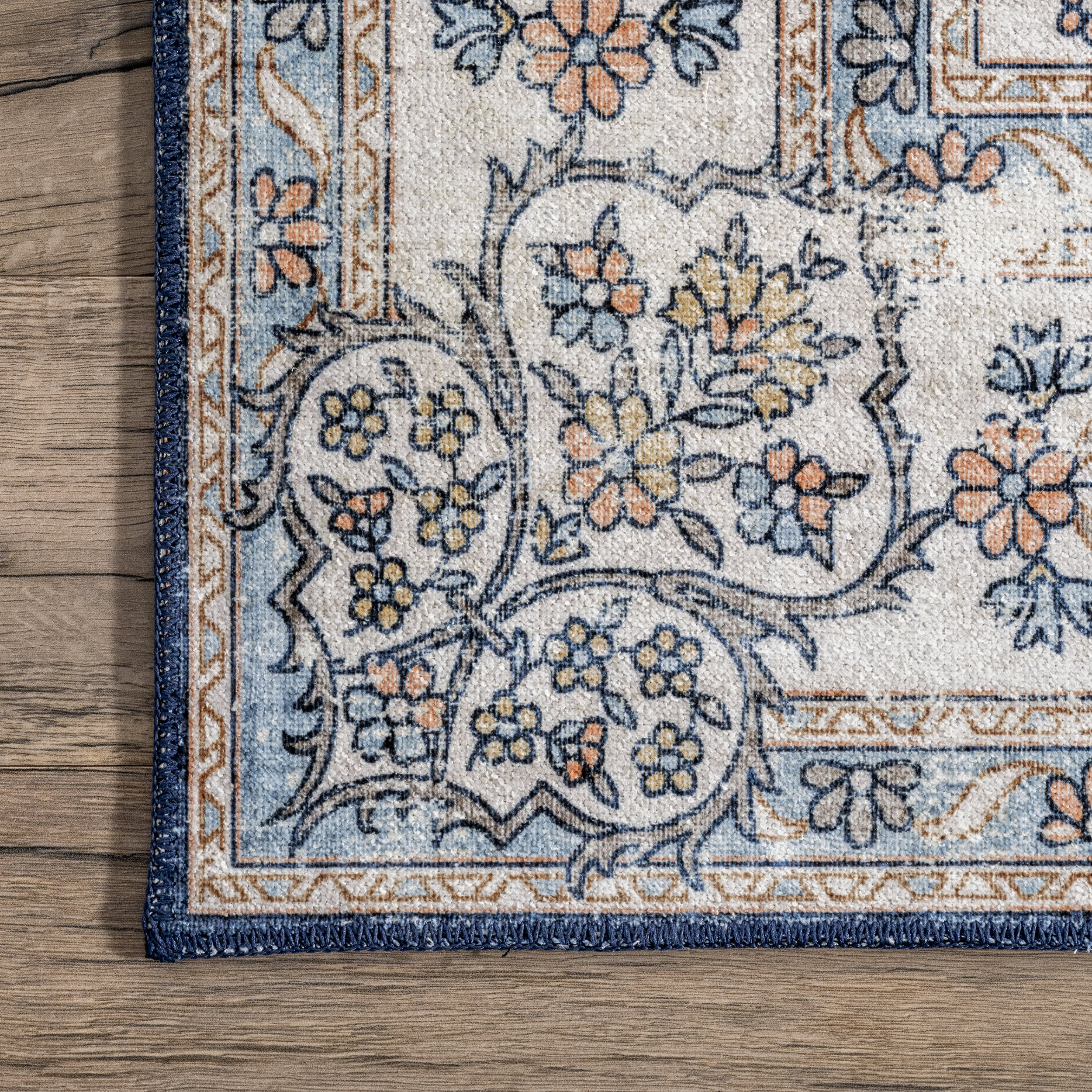Rosette Medallion Washable Rug | Blue - Image 3