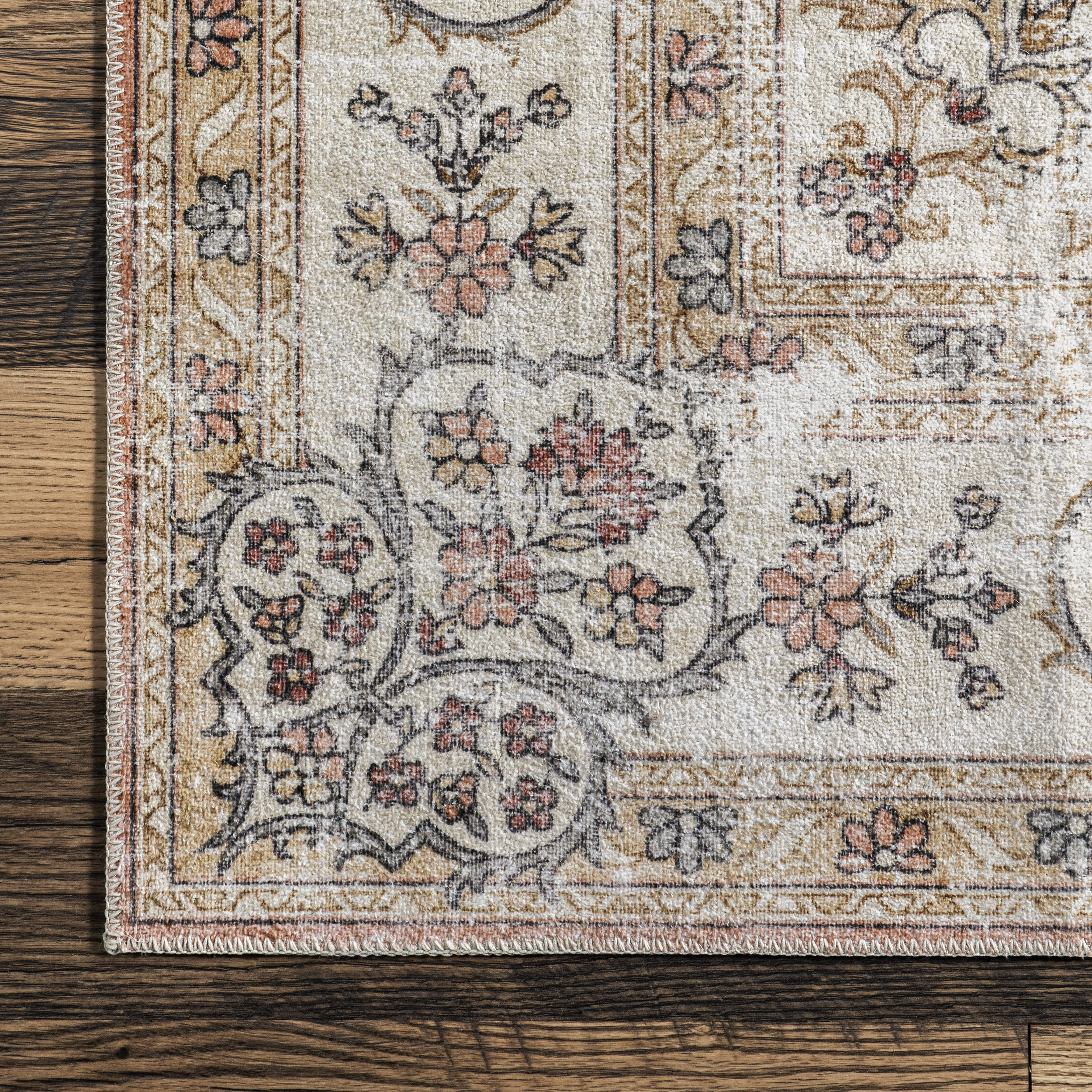 Rosette Medallion Washable Rug | Peach - Image 3