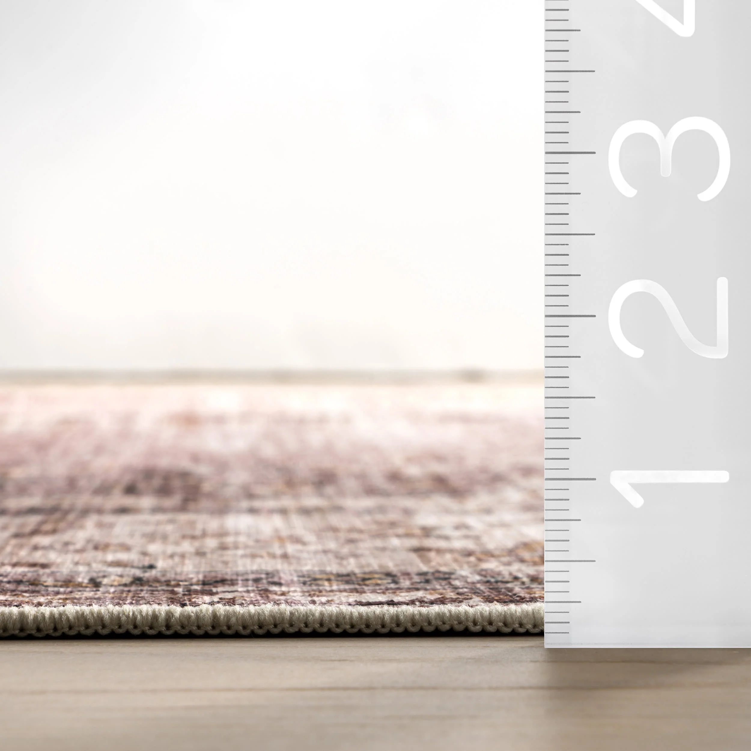 Rosewood Vintage Spill Proof Washable Rug | Blush - Image 6