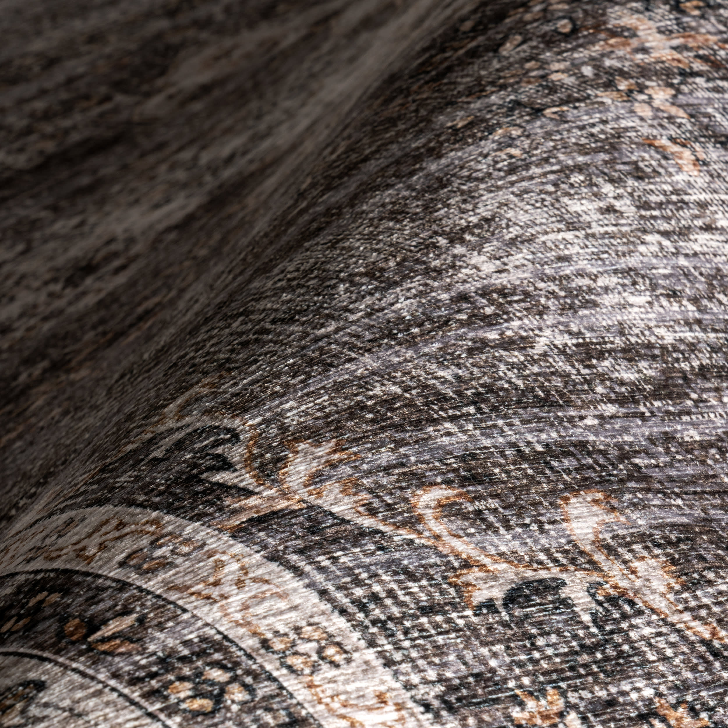 Rosewood Vintage Spill Proof Washable Rug | Brown - Image 3