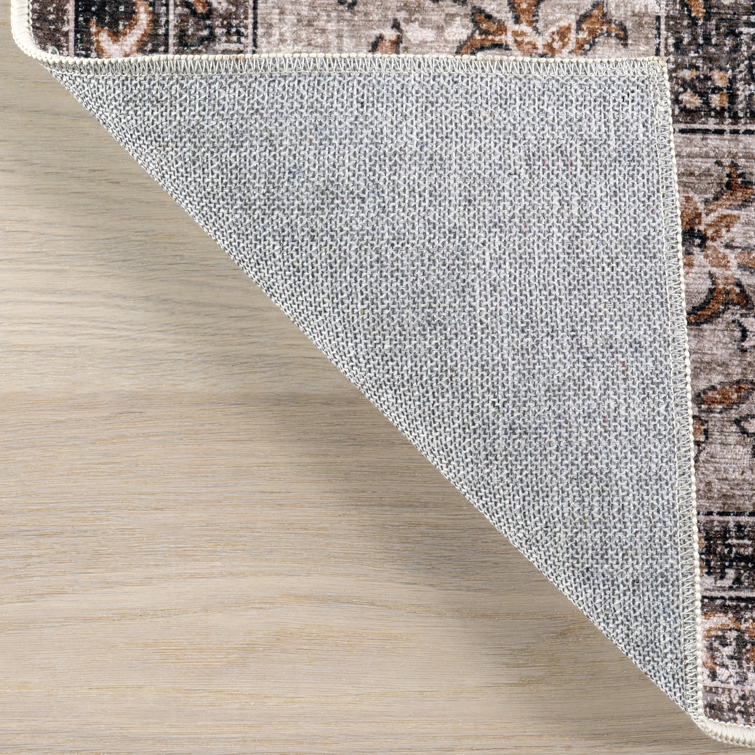 Rosewood Vintage Spill Proof Washable Rug | Brown - Image 7