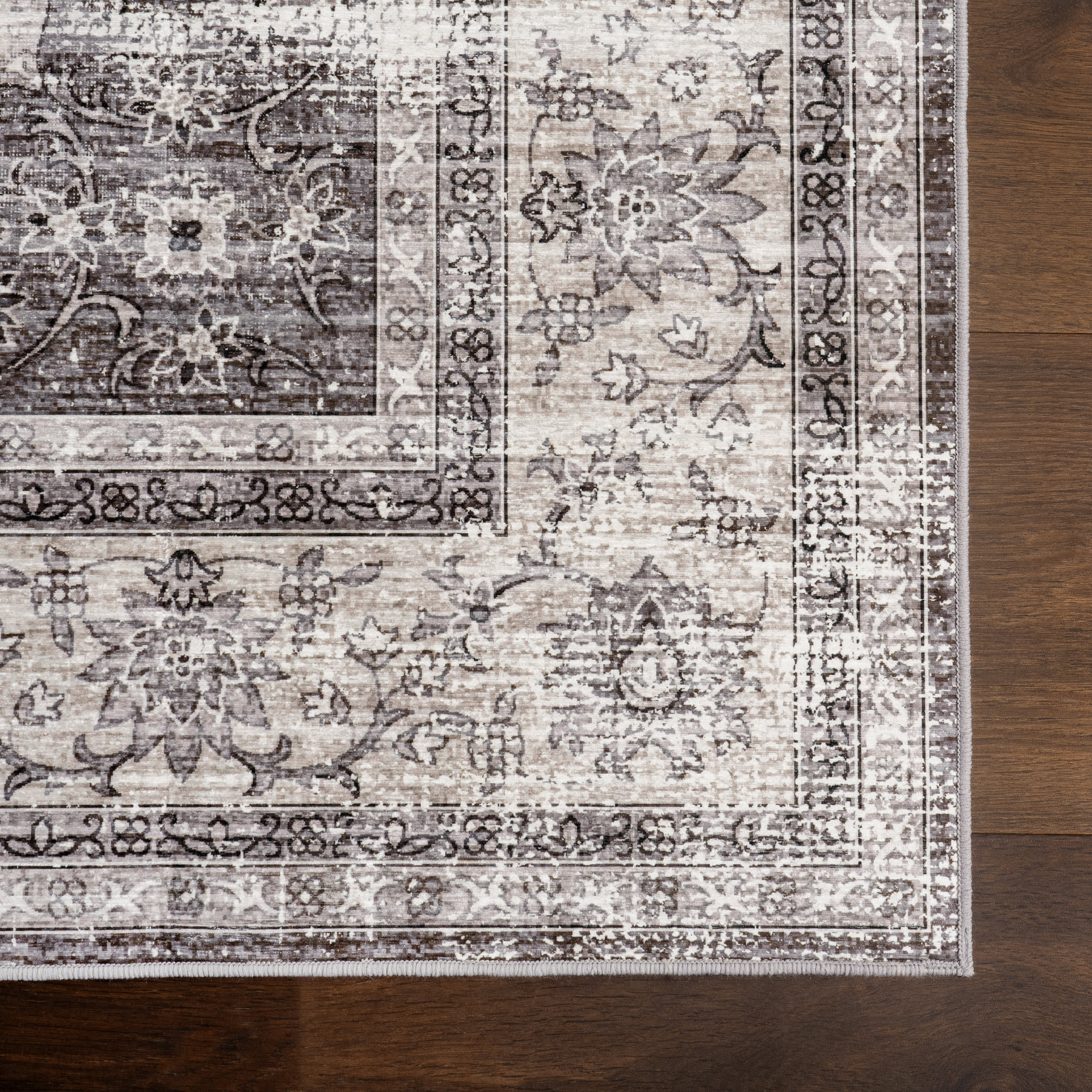 Rosewood Vintage Spill Proof Washable Rug | Ivory - Image 4