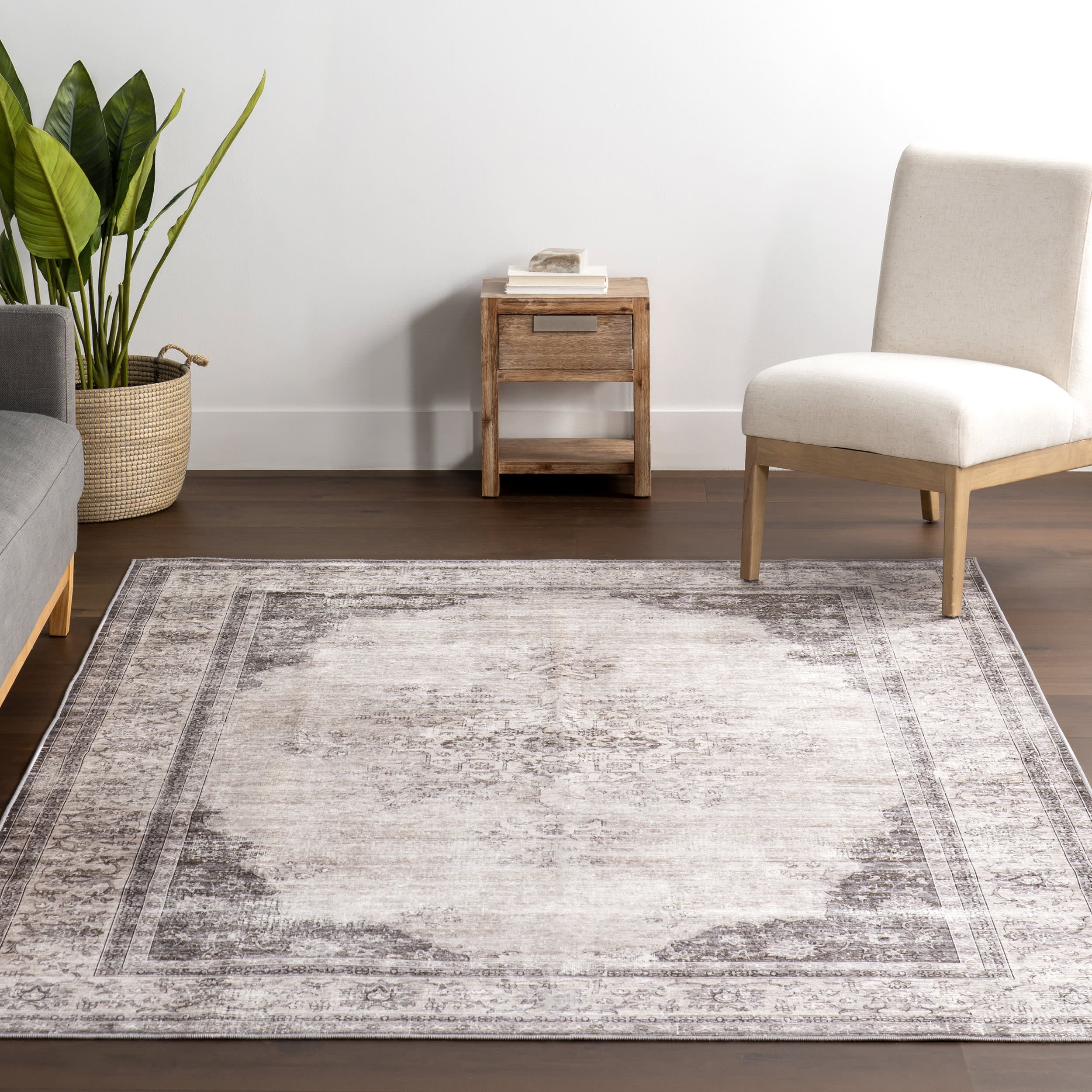 Rosewood Vintage Spill Proof Washable Rug | Ivory - Image 5