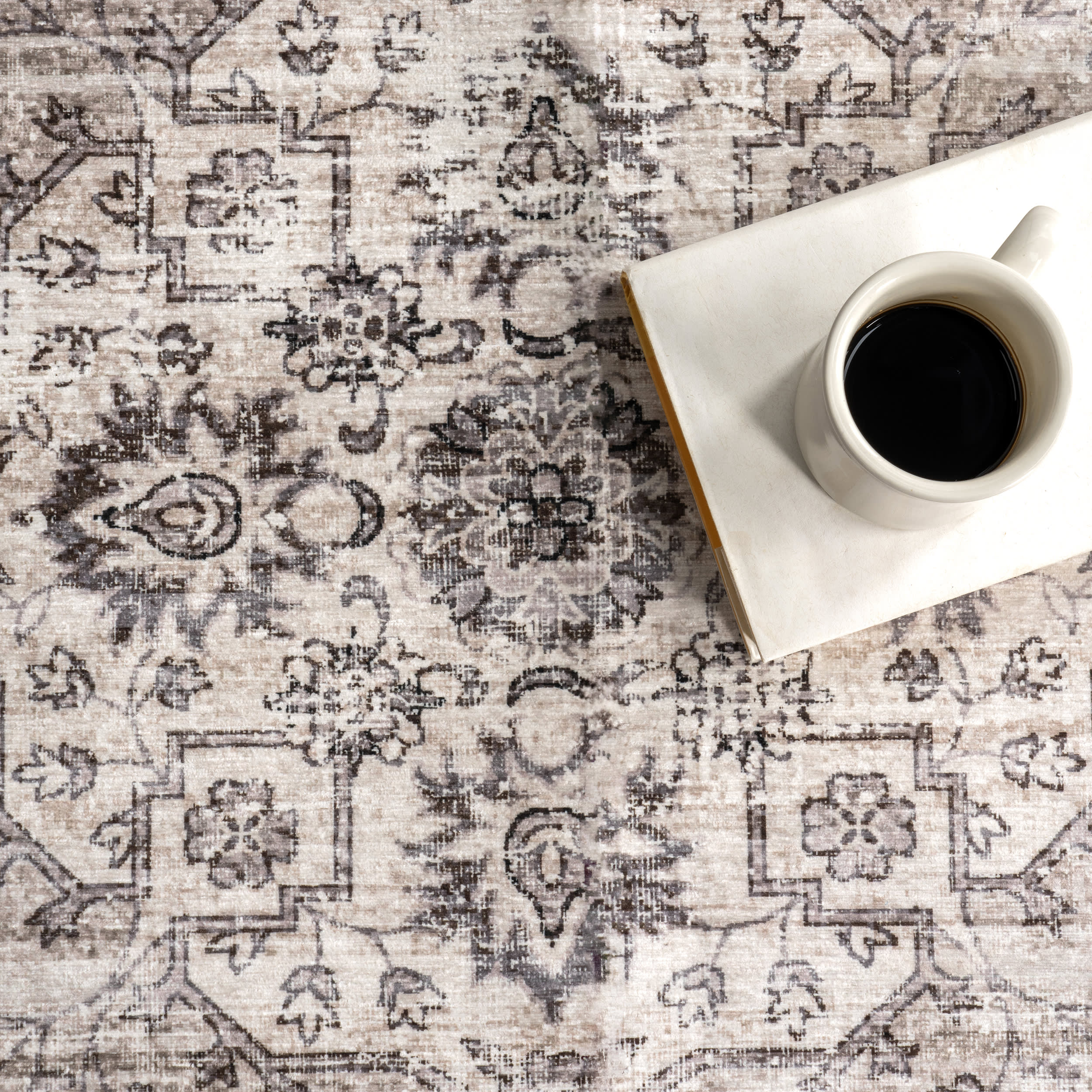 Rosewood Vintage Spill Proof Washable Rug | Ivory - Image 8