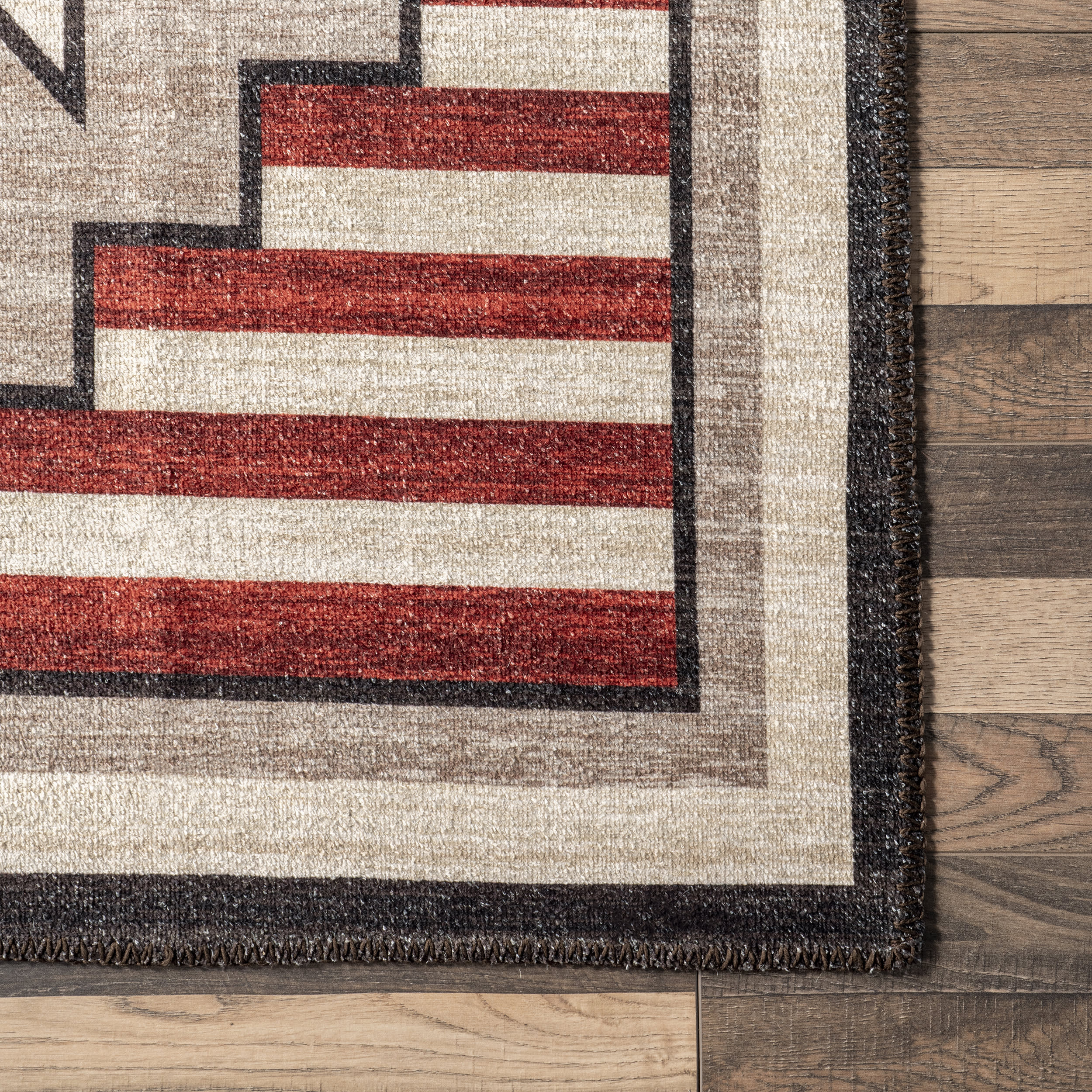 Rosita Washable Aztec Rug | Brown - Image 3
