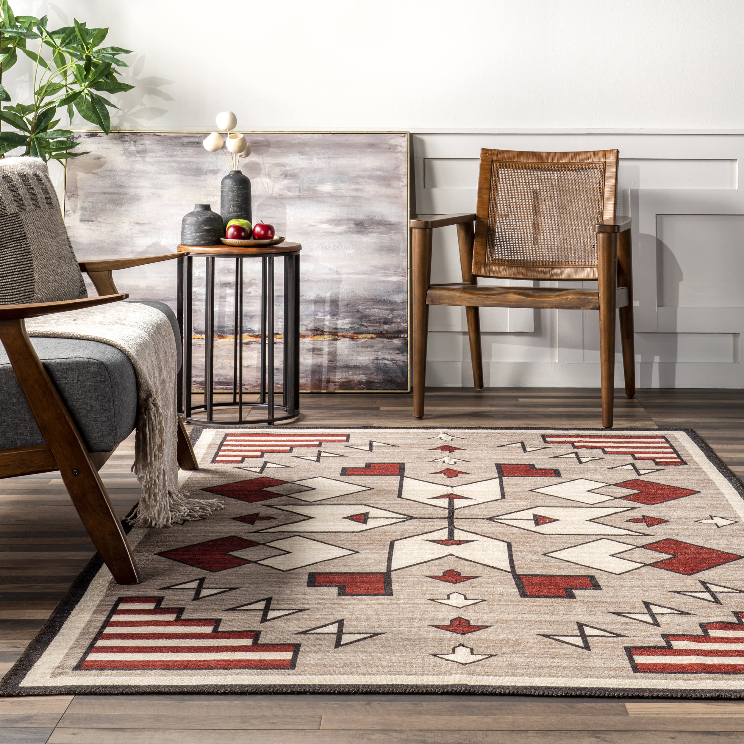 Rosita Washable Aztec Rug | Brown - Image 4