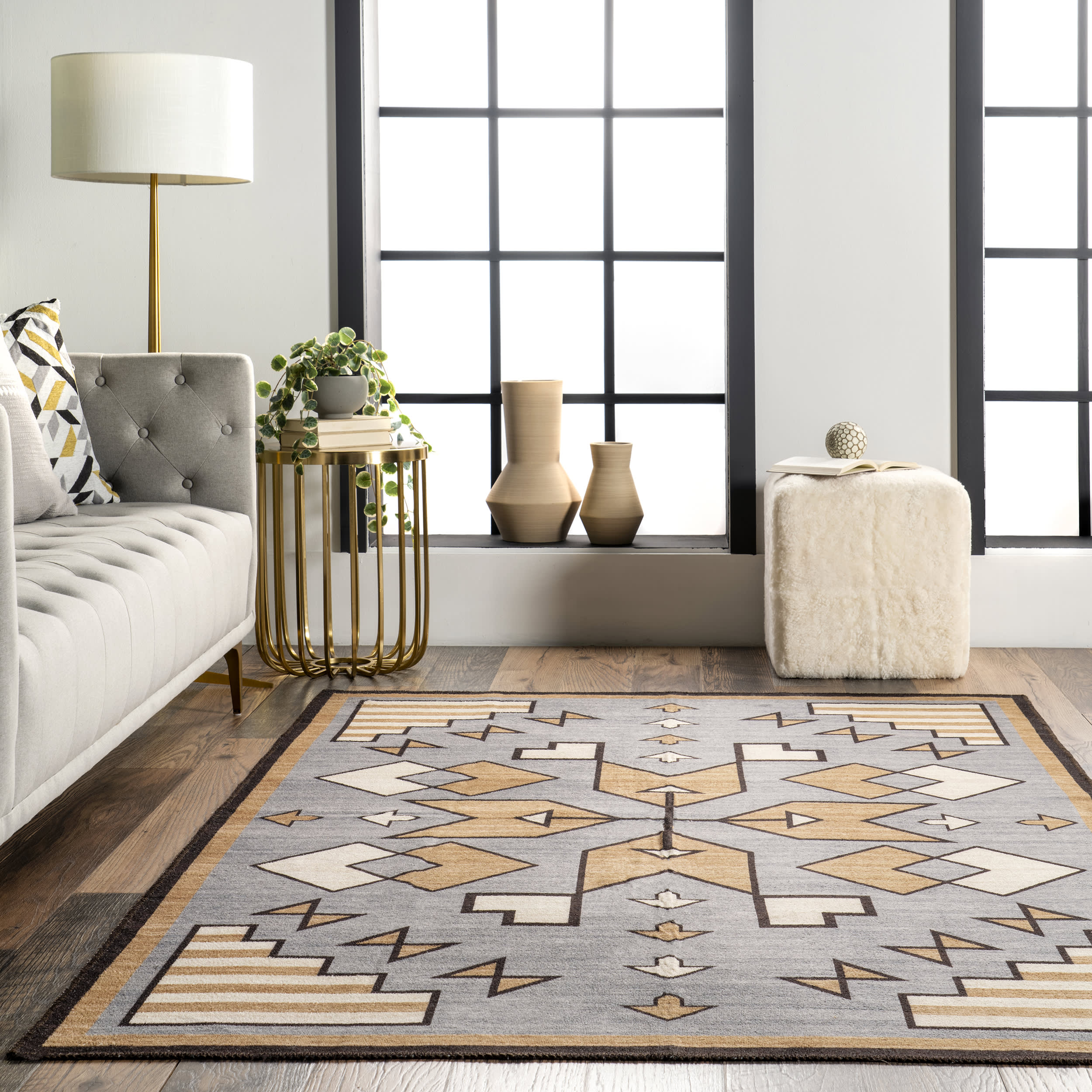 Rosita Washable Aztec Rug | Grey - Image 4