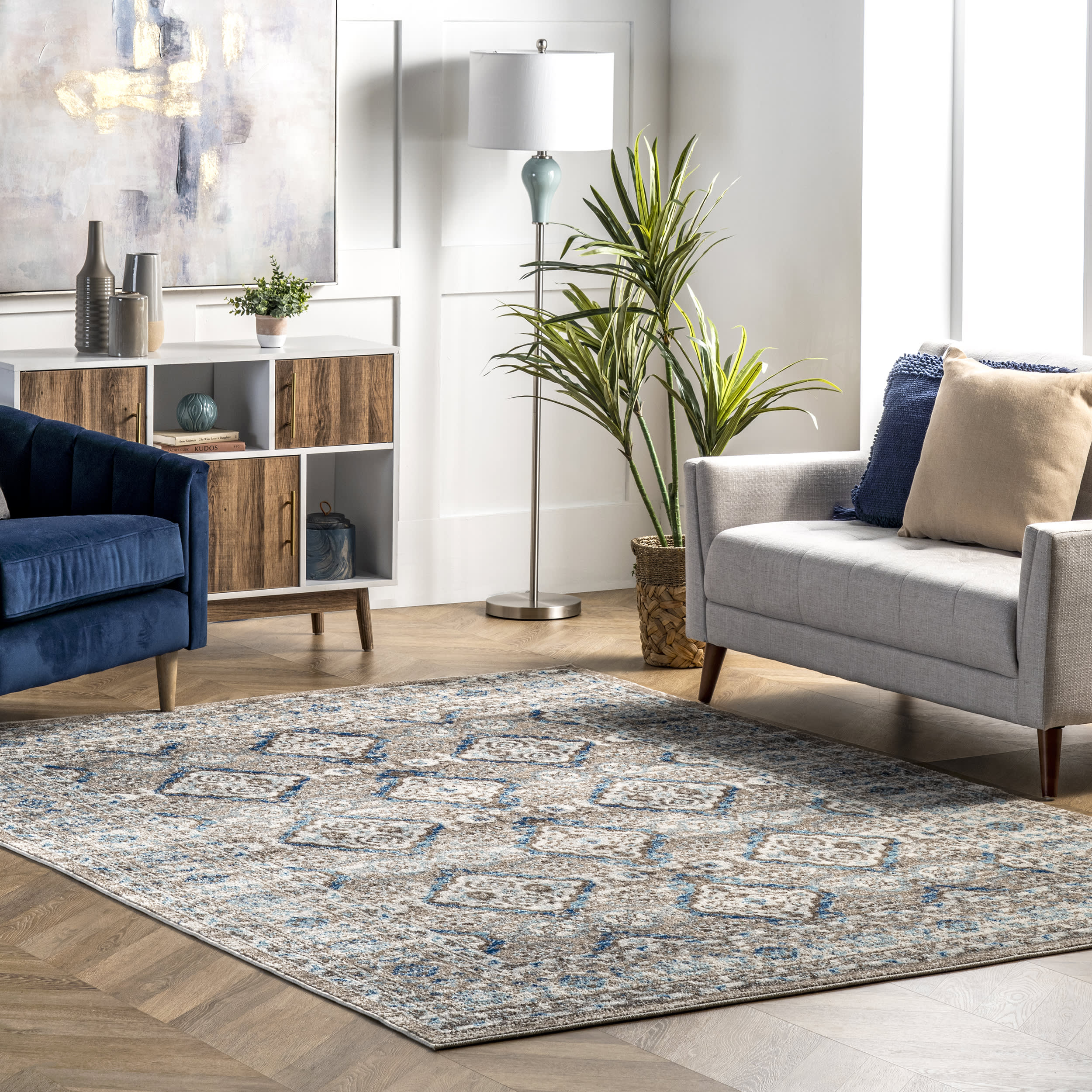 Rowed Diamonds Rug | Taupe - Image 2