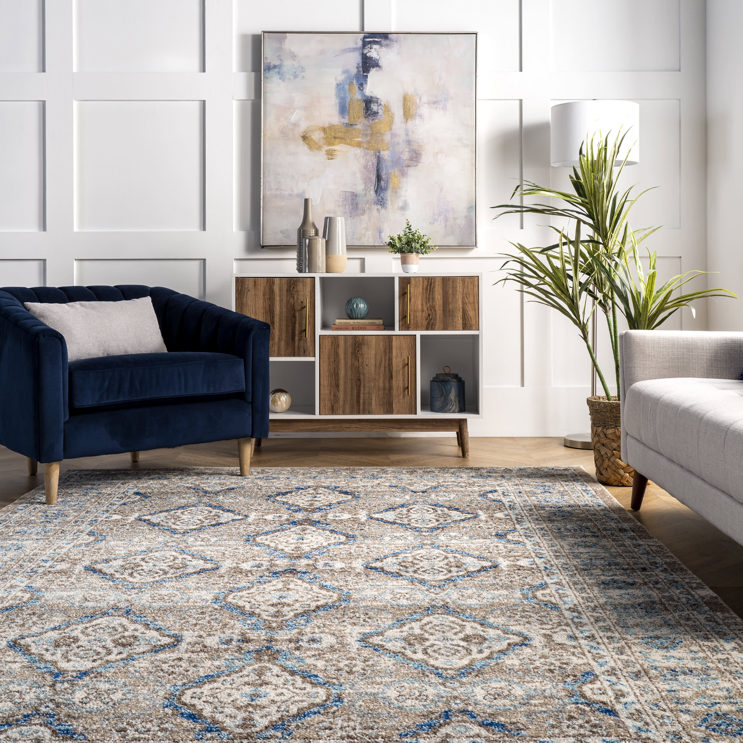 Rowed Diamonds Rug | Taupe - Image 4