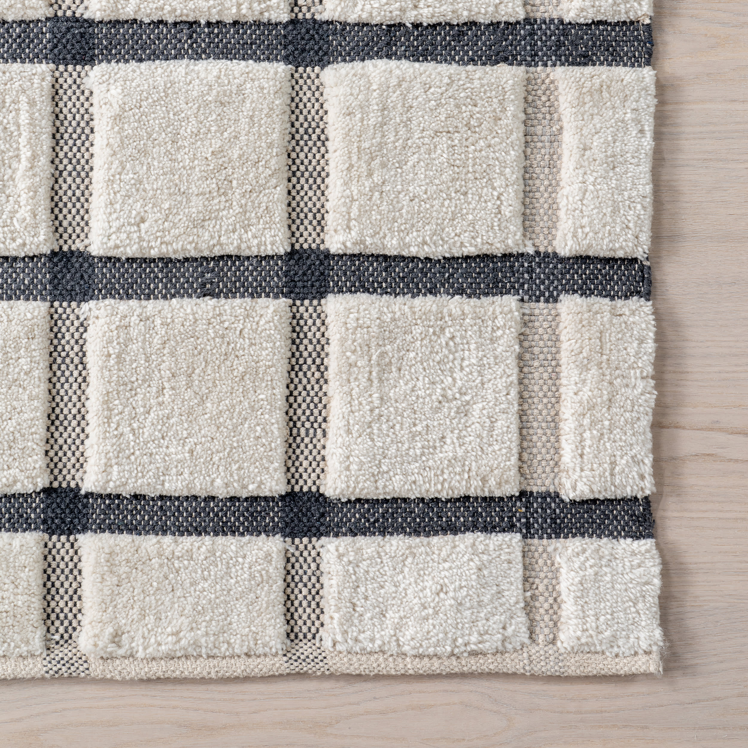 Rowena Checked Wool Rug | Ivory - Image 3