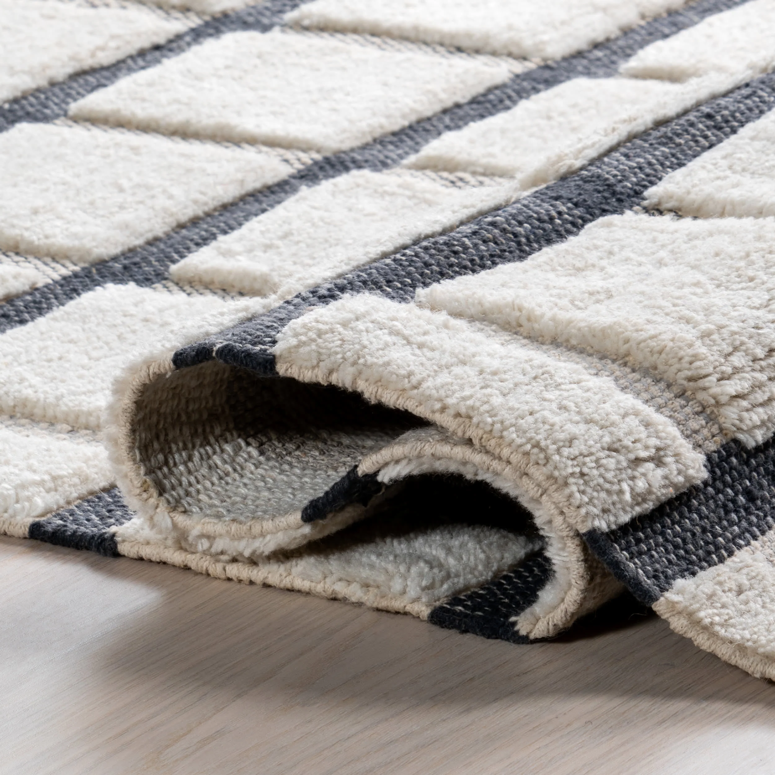 Rowena Checked Wool Rug | Ivory - Image 6