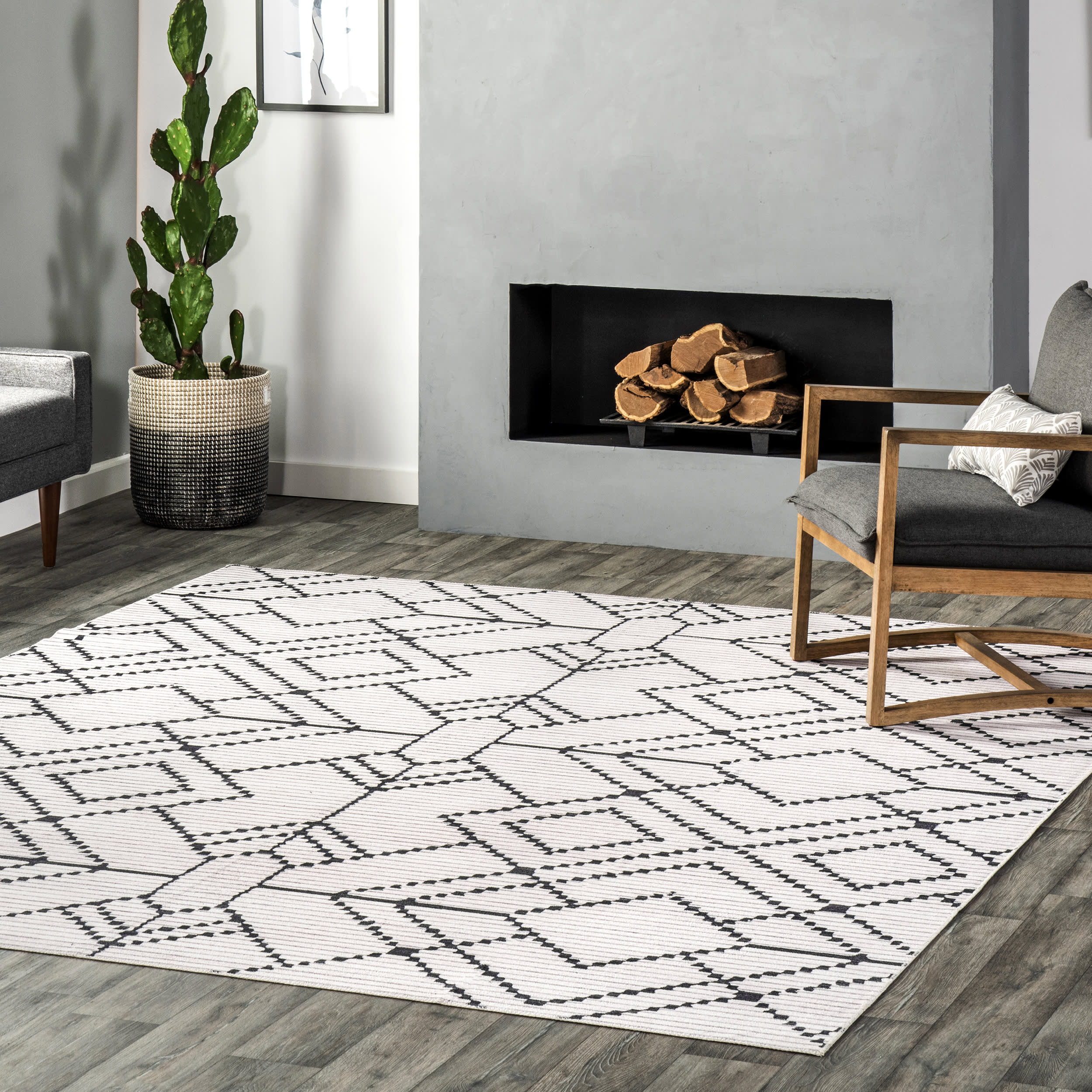 Roxanne Washable Geometric Rug | Ivory - Image 2