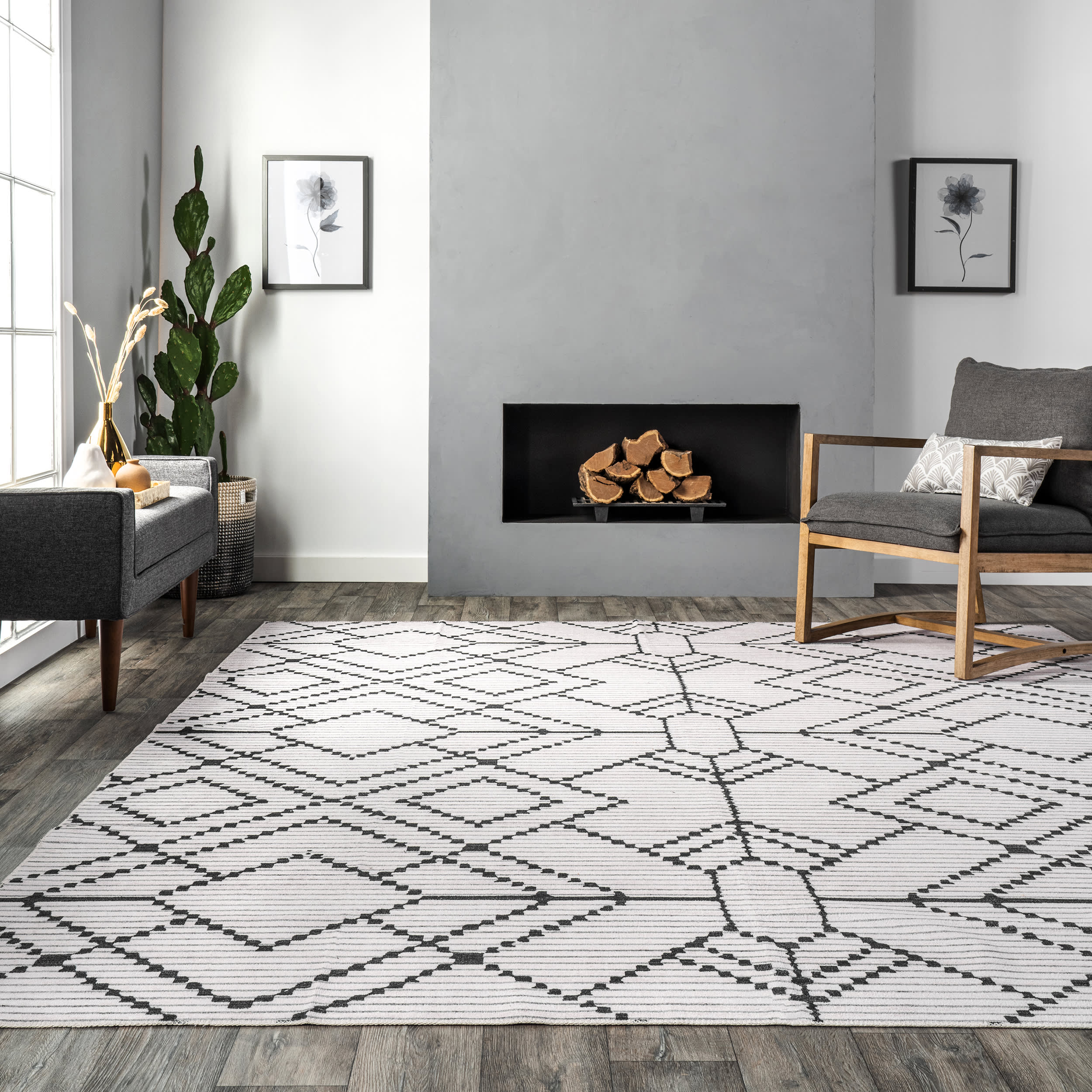 Roxanne Washable Geometric Rug | Ivory - Image 4