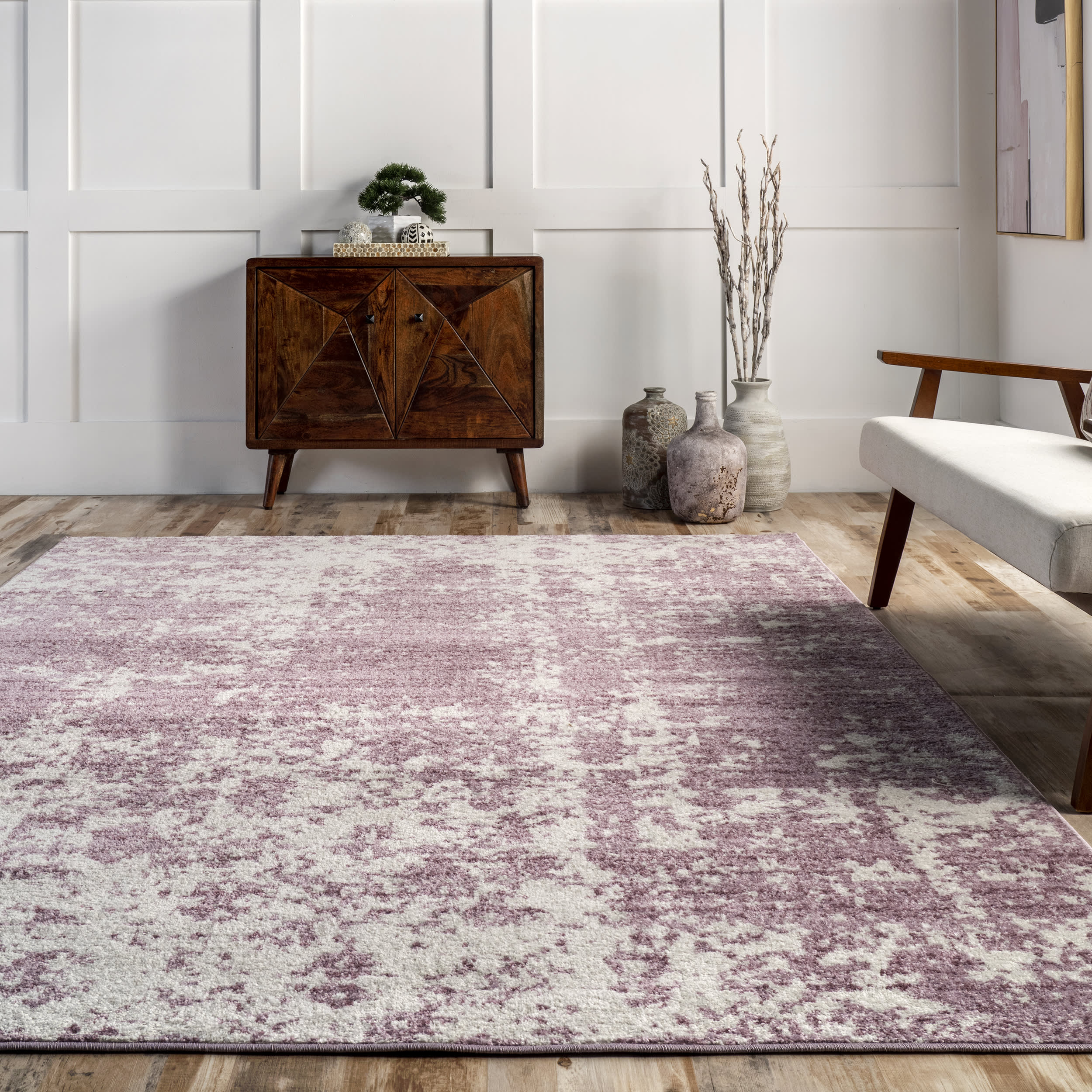 Ruby Distressed Mist Rug | Pink - Image 4