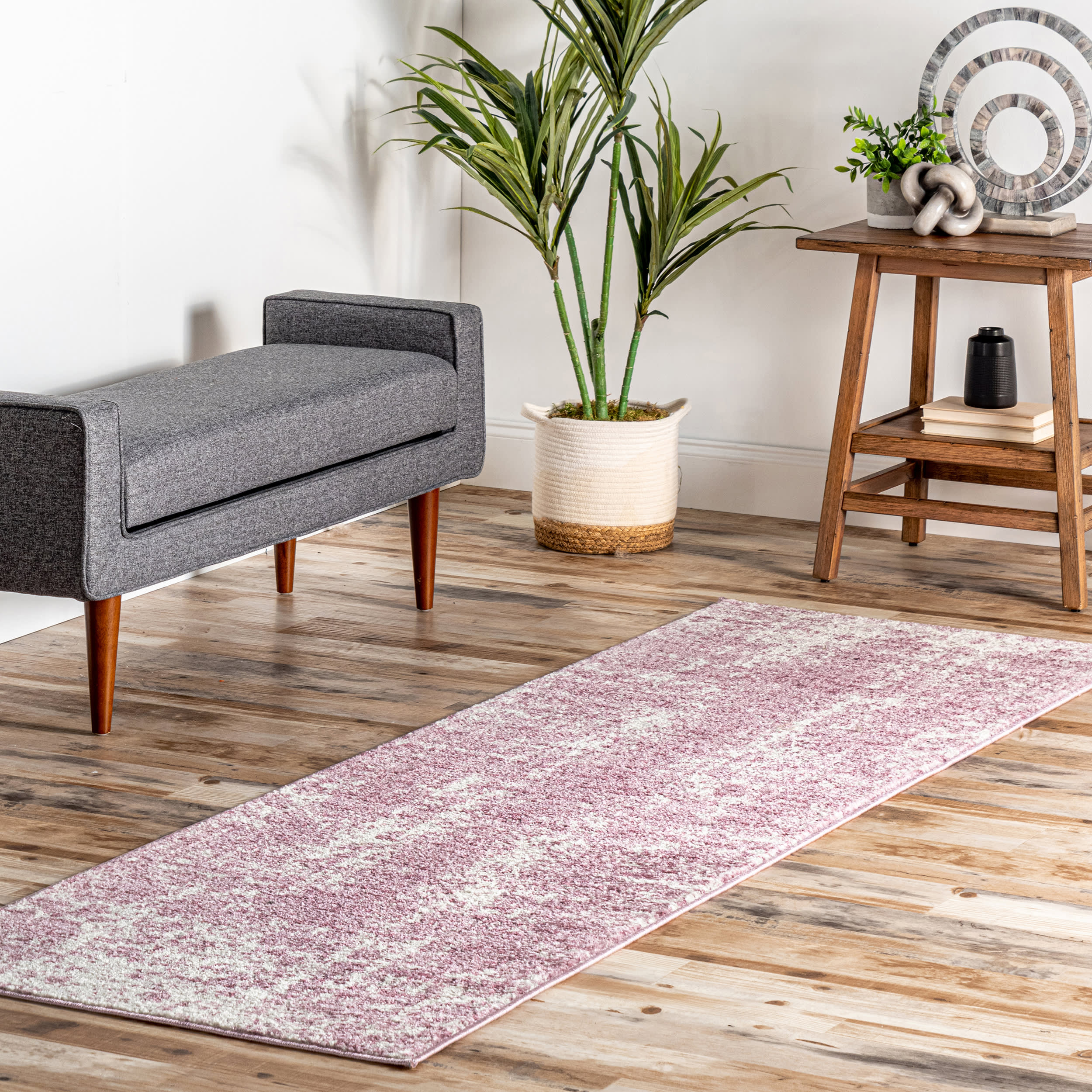Ruby Distressed Mist Rug | Pink - Image 2
