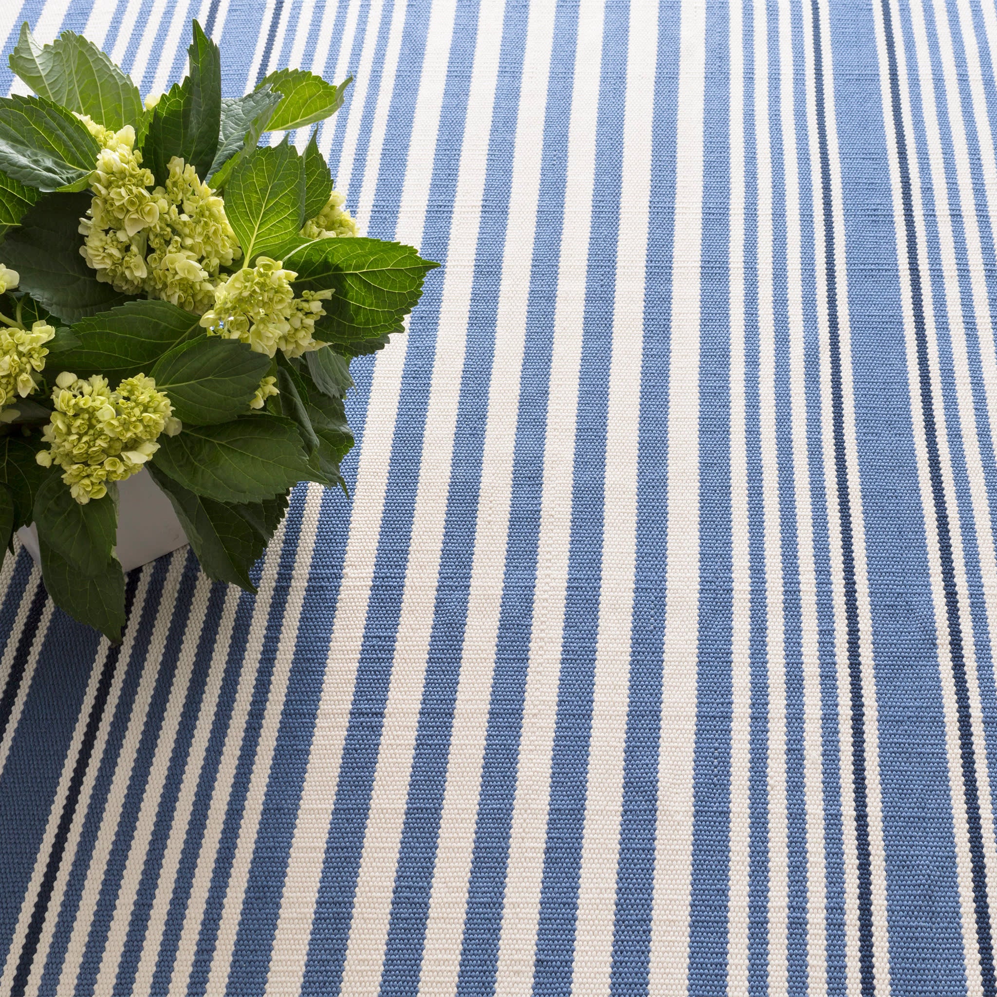 Rugby Stripe Handwoven Indoor/Outdoor Rug | Denim - Image 3