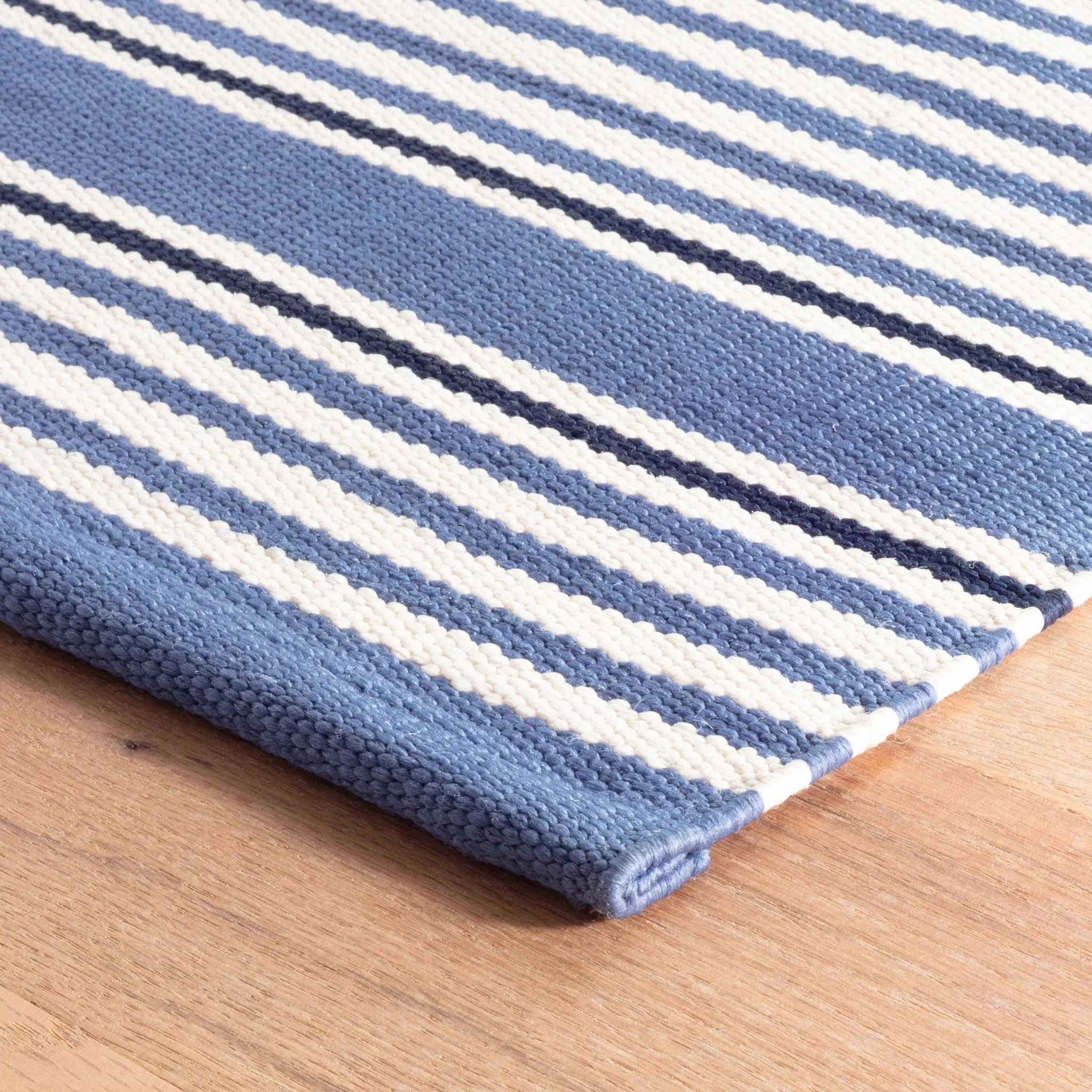 Rugby Stripe Handwoven Indoor/Outdoor Rug | Denim - Image 4