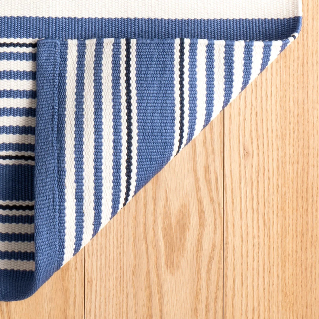 Rugby Stripe Handwoven Indoor/Outdoor Rug | Denim - Image 5