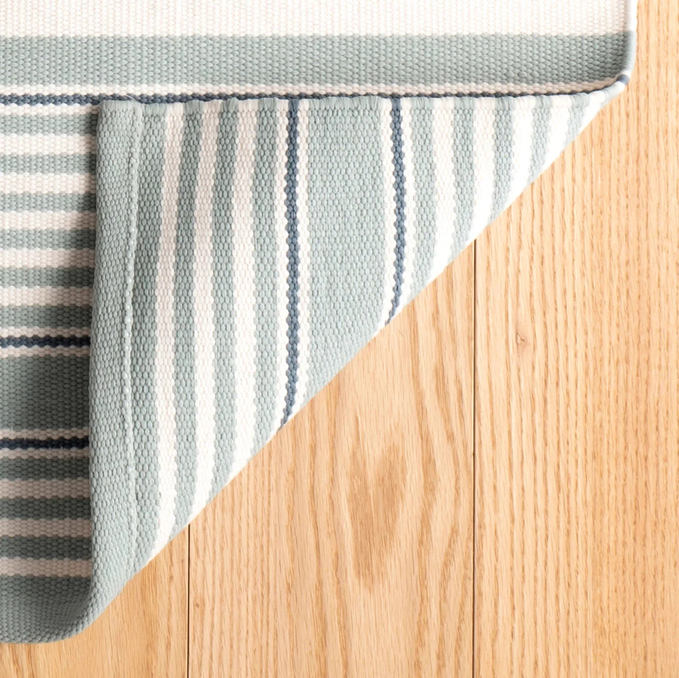 Rugby Stripe Handwoven Indoor/Outdoor Rug | Light Blue - Image 3