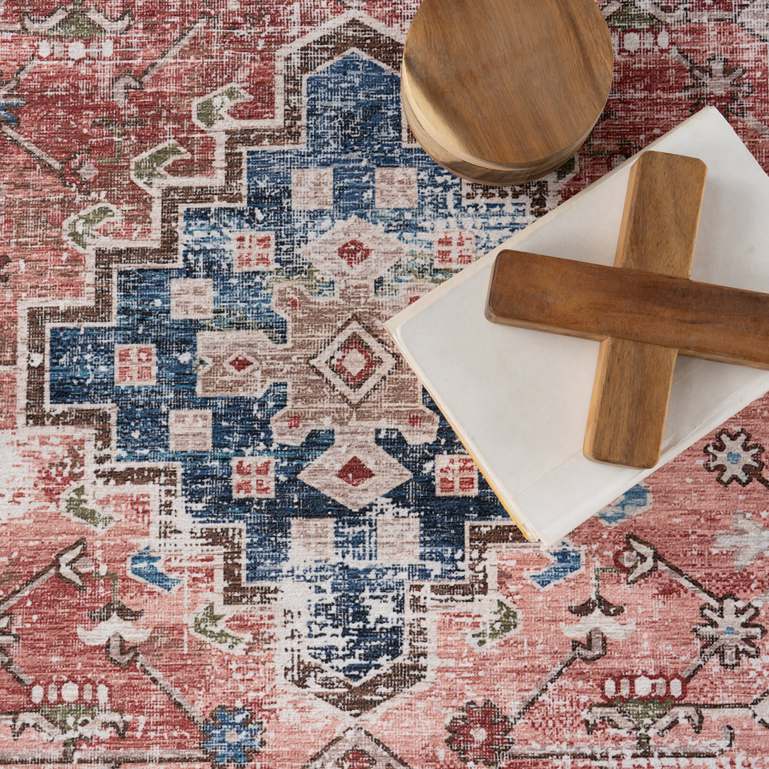 Runic Medallion Spill Proof Washable Rug | Brick - Image 8