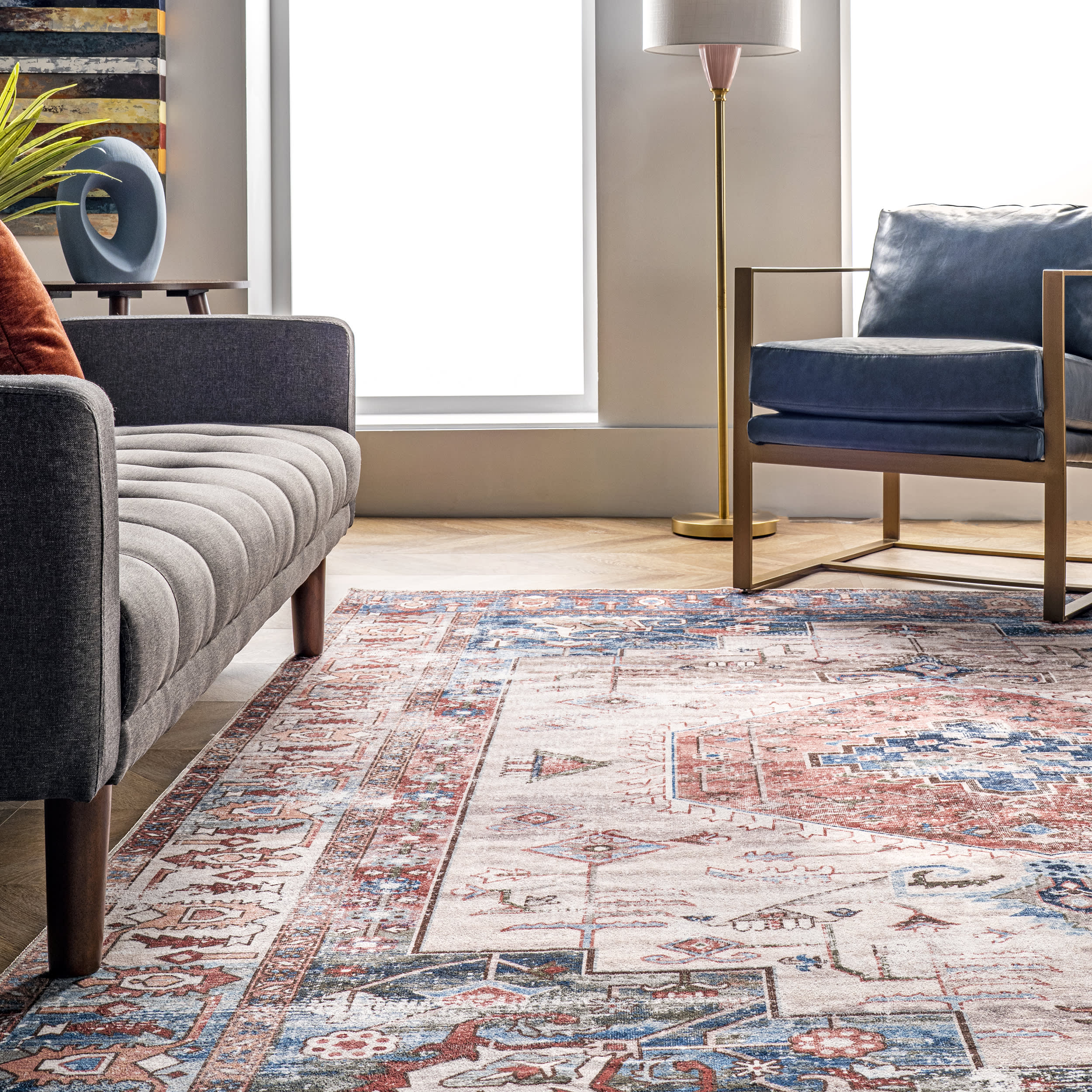 Runic Medallion Washable Rug | Brick - Image 4