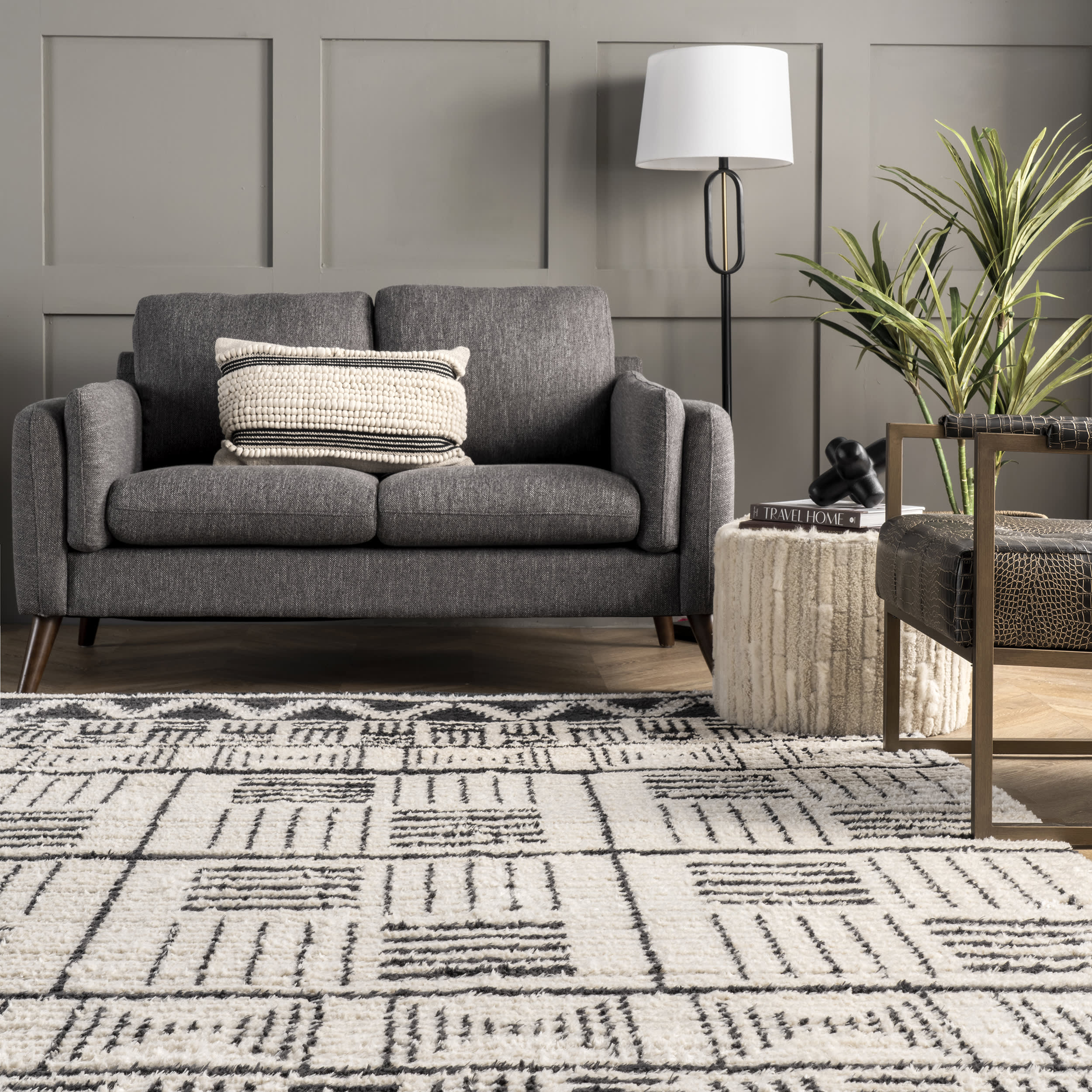 Runic Mural Tasseled Rug | Beige - Image 4