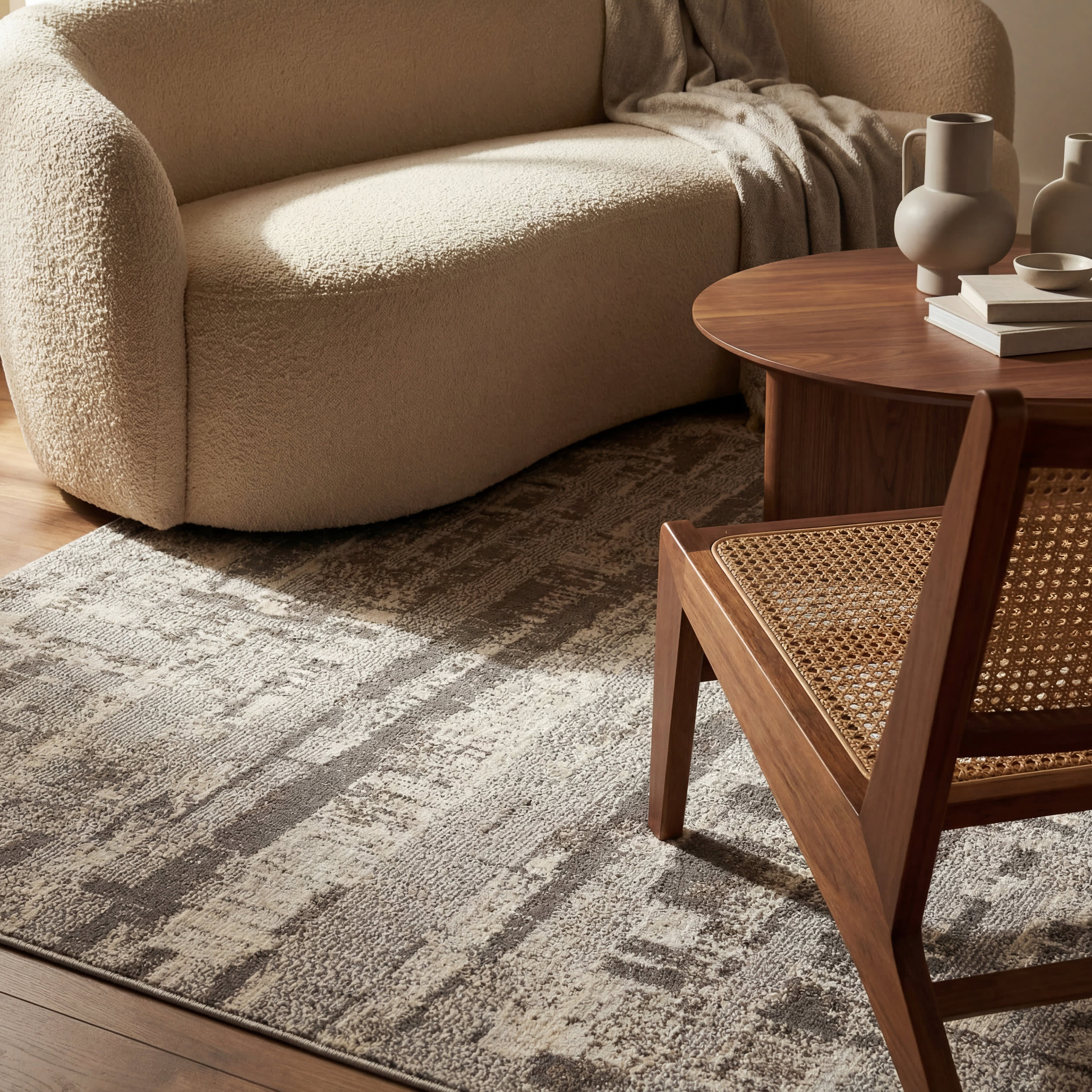 Runic Rustic Abstract Washable Rug | Grey - Image 5