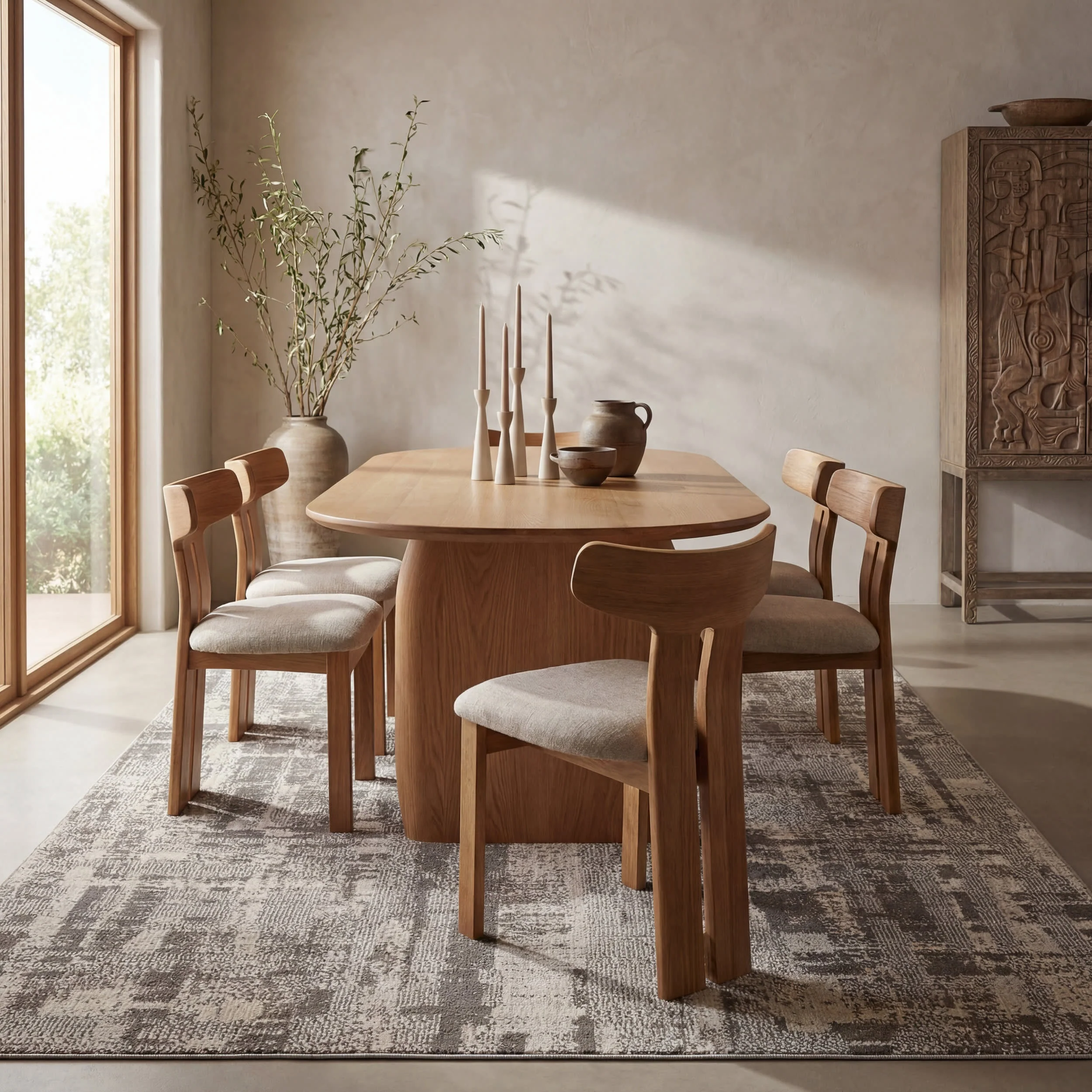 Runic Rustic Abstract Washable Rug | Grey - Image 7