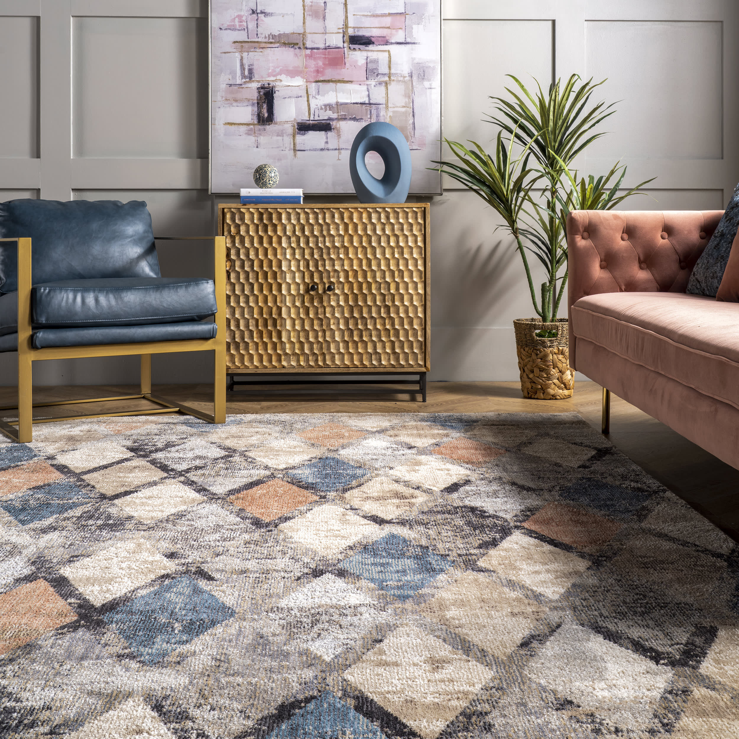 Rustic Trellis Rug | Blue - Image 4